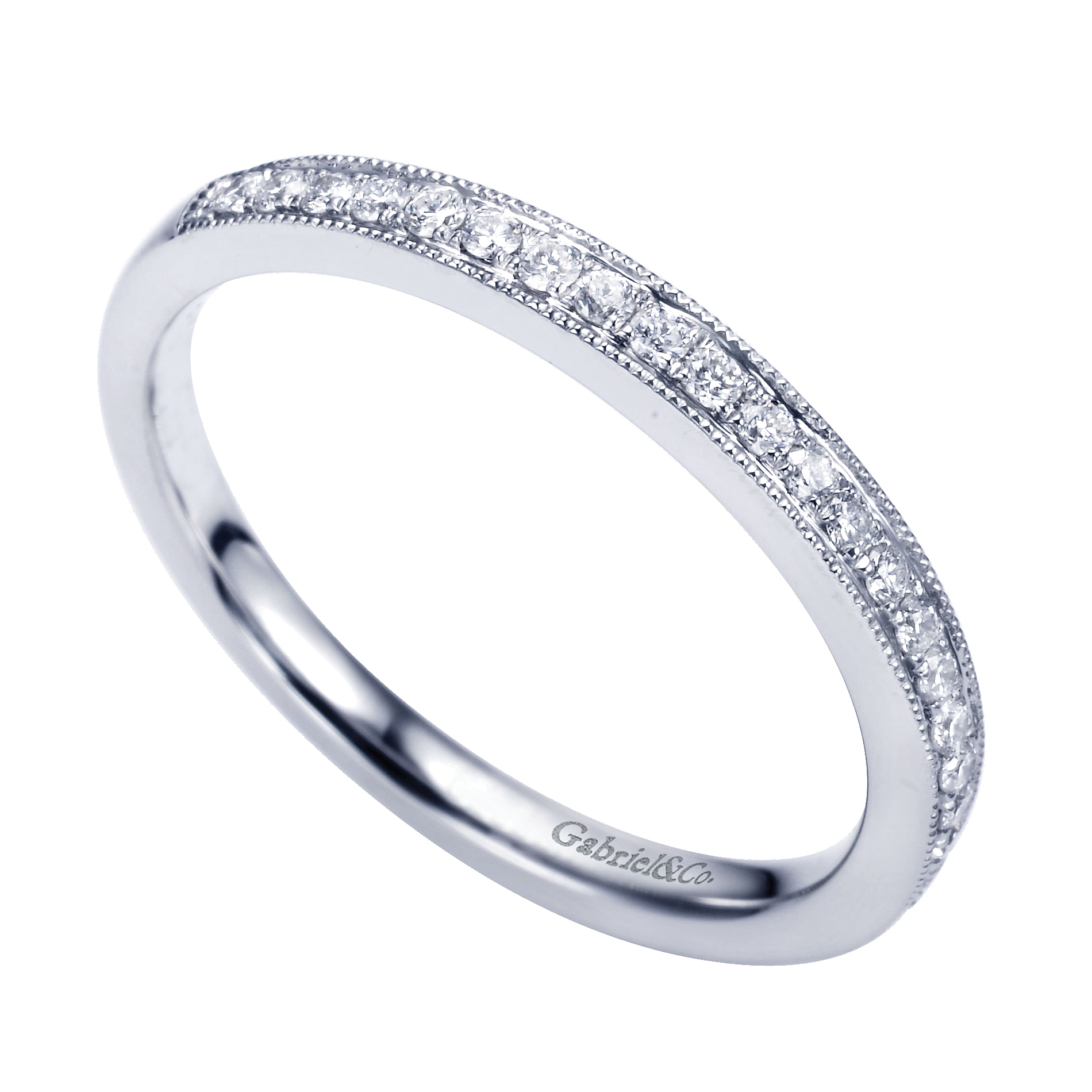 14k White Gold Diamond Straight Wedding Band angle 3 14k White Gold Diamond Straight Wedding Band angle 3