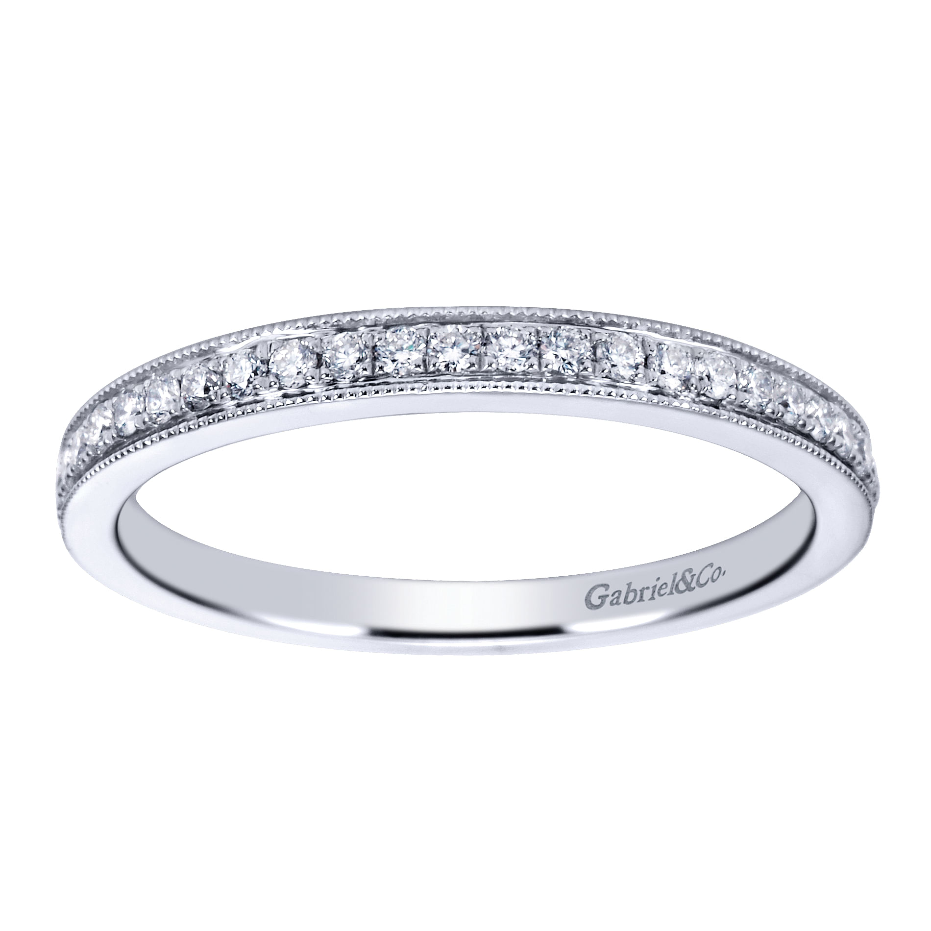 14k White Gold Diamond Straight Wedding Band angle 5 14k White Gold Diamond Straight Wedding Band angle 5