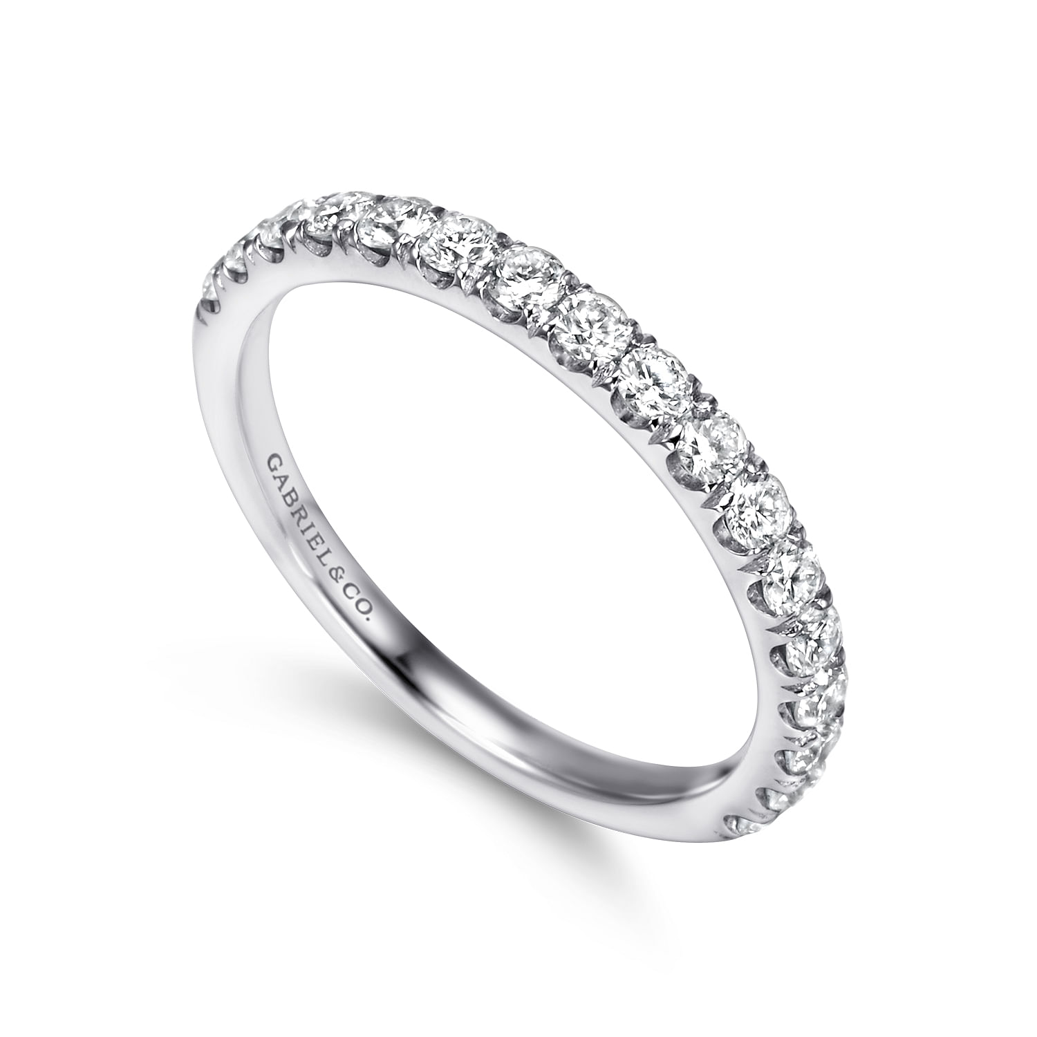 14k White Gold Diamond Straight Wedding Band angle 3 14k White Gold Diamond Straight Wedding Band angle 3