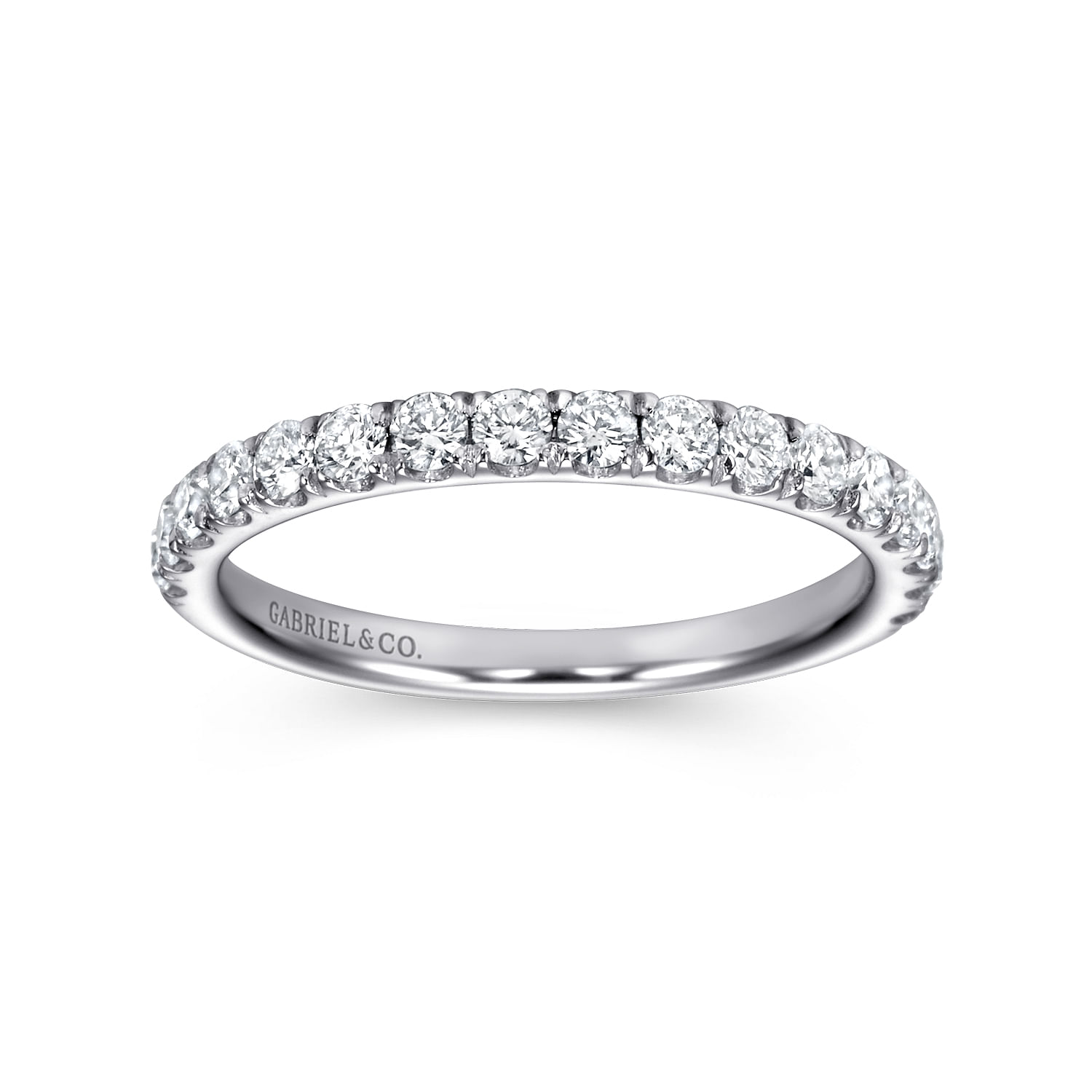 14k White Gold Diamond Straight Wedding Band angle 5 14k White Gold Diamond Straight Wedding Band angle 5