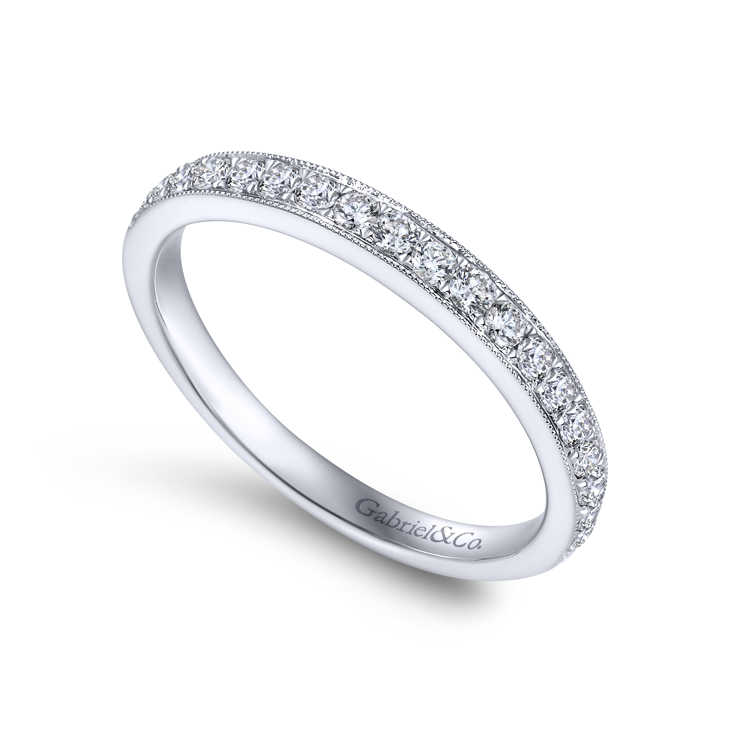 14k White Gold Diamond Straight Wedding Band angle 3 14k White Gold Diamond Straight Wedding Band angle 3