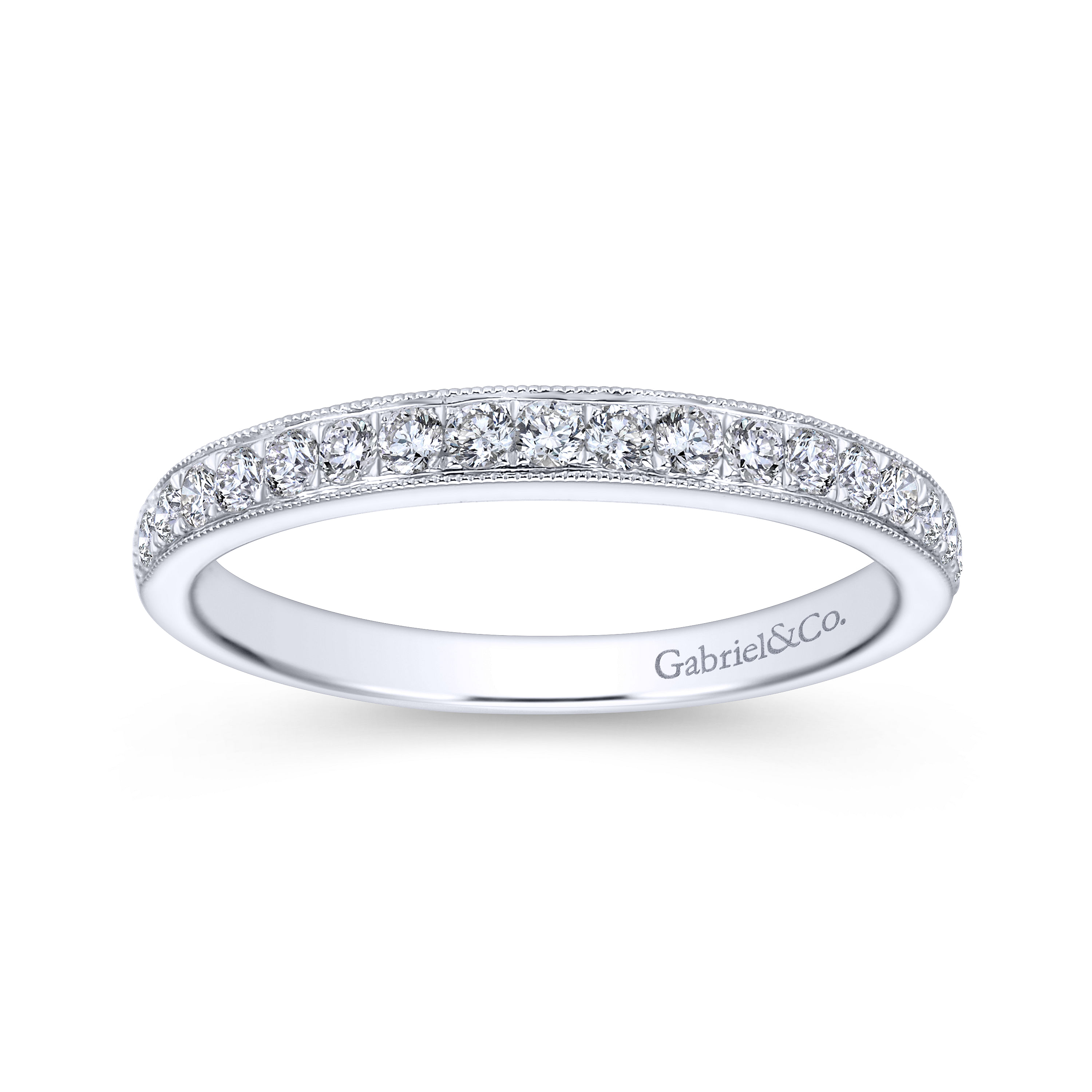 14k White Gold Diamond Straight Wedding Band angle 5 14k White Gold Diamond Straight Wedding Band angle 5