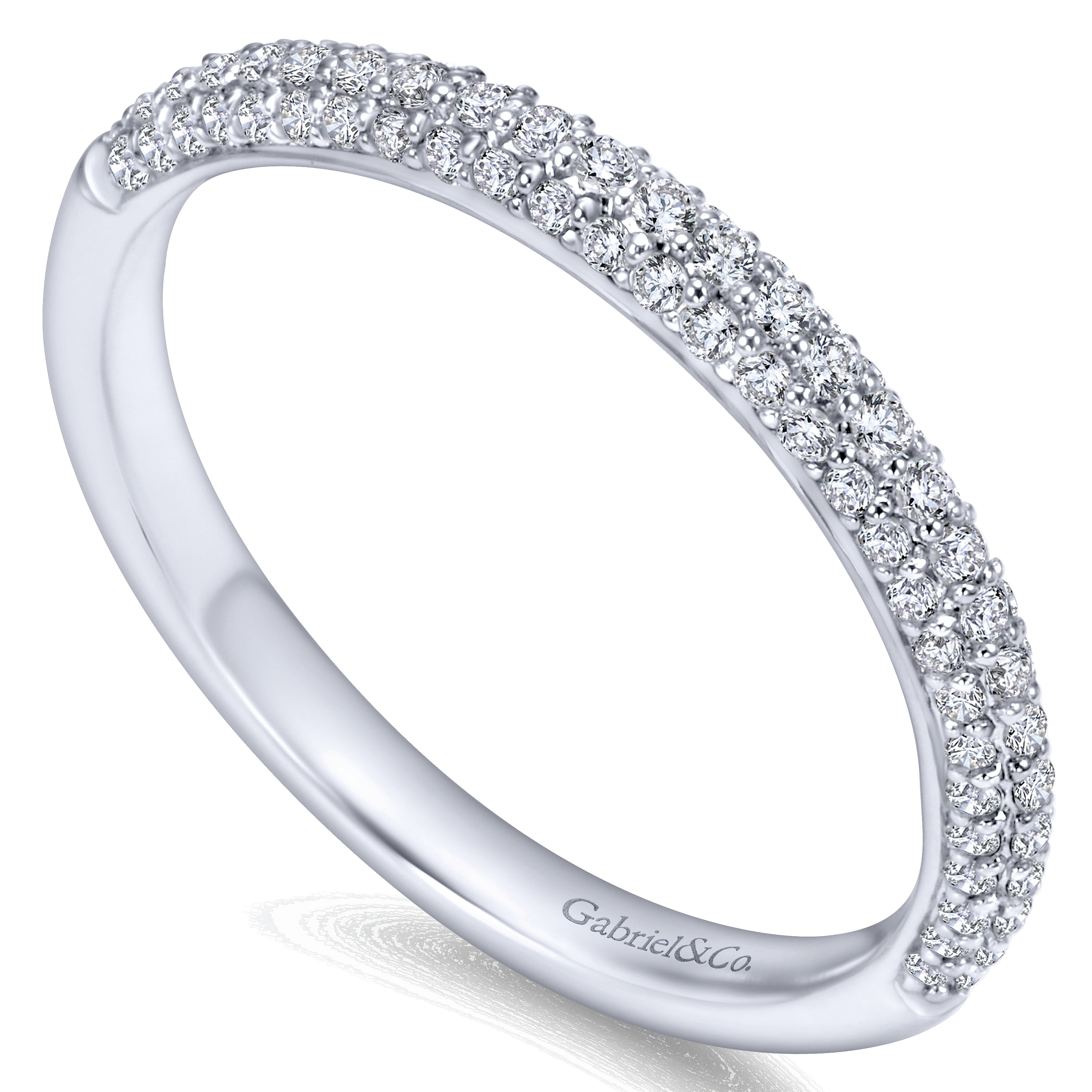 14k White Gold Diamond Straight Wedding Band angle 3 14k White Gold Diamond Straight Wedding Band angle 3