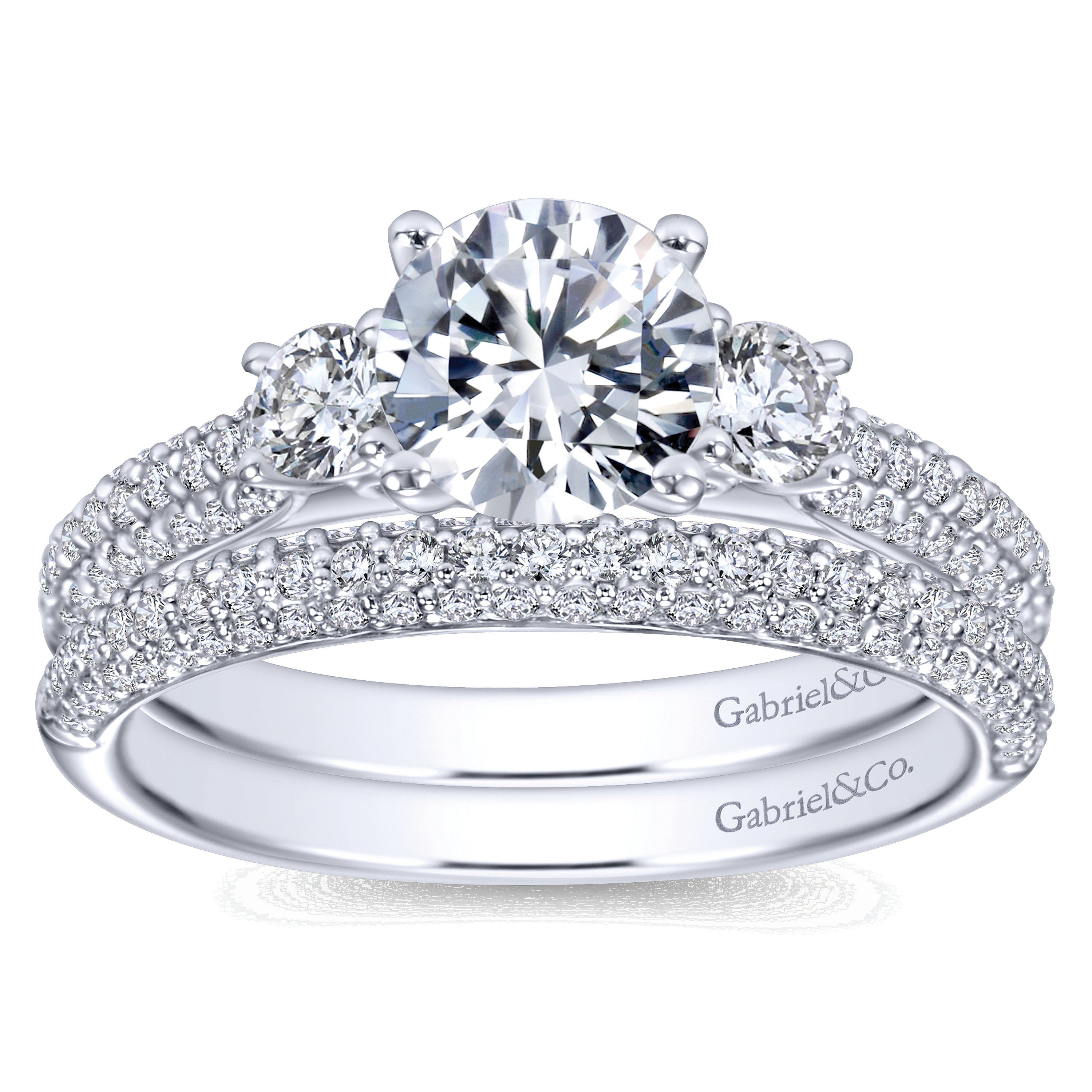 14k White Gold Diamond Straight Wedding Band angle 4 14k White Gold Diamond Straight Wedding Band angle 4