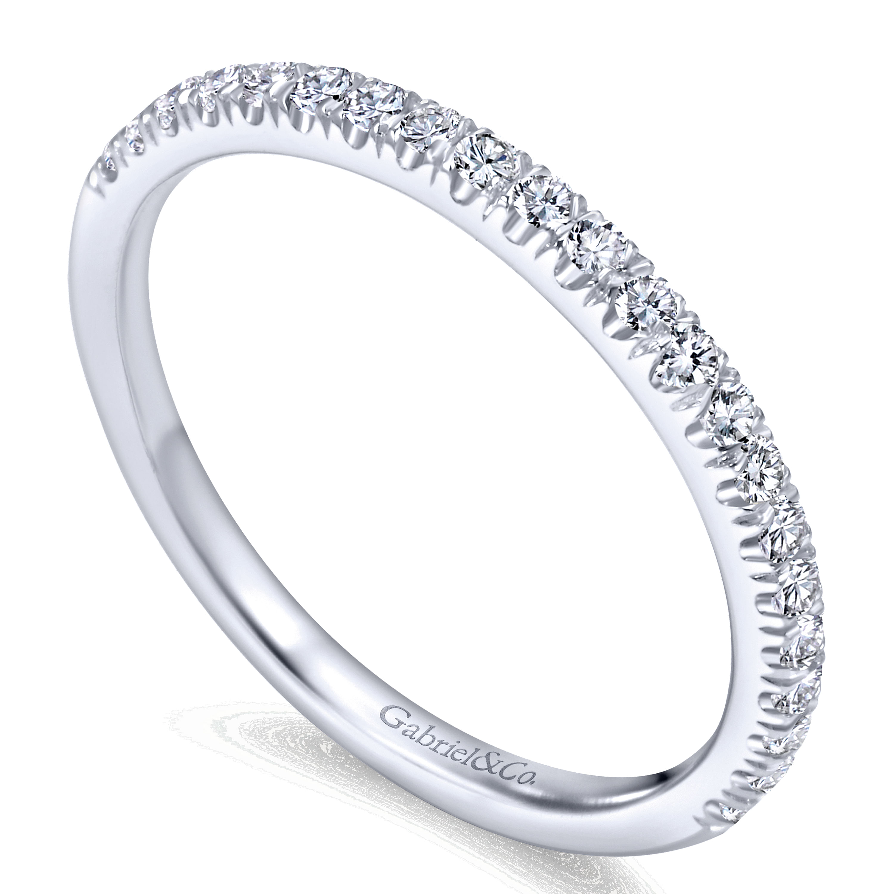 14k White Gold Diamond Straight Wedding Band angle 3 14k White Gold Diamond Straight Wedding Band angle 3