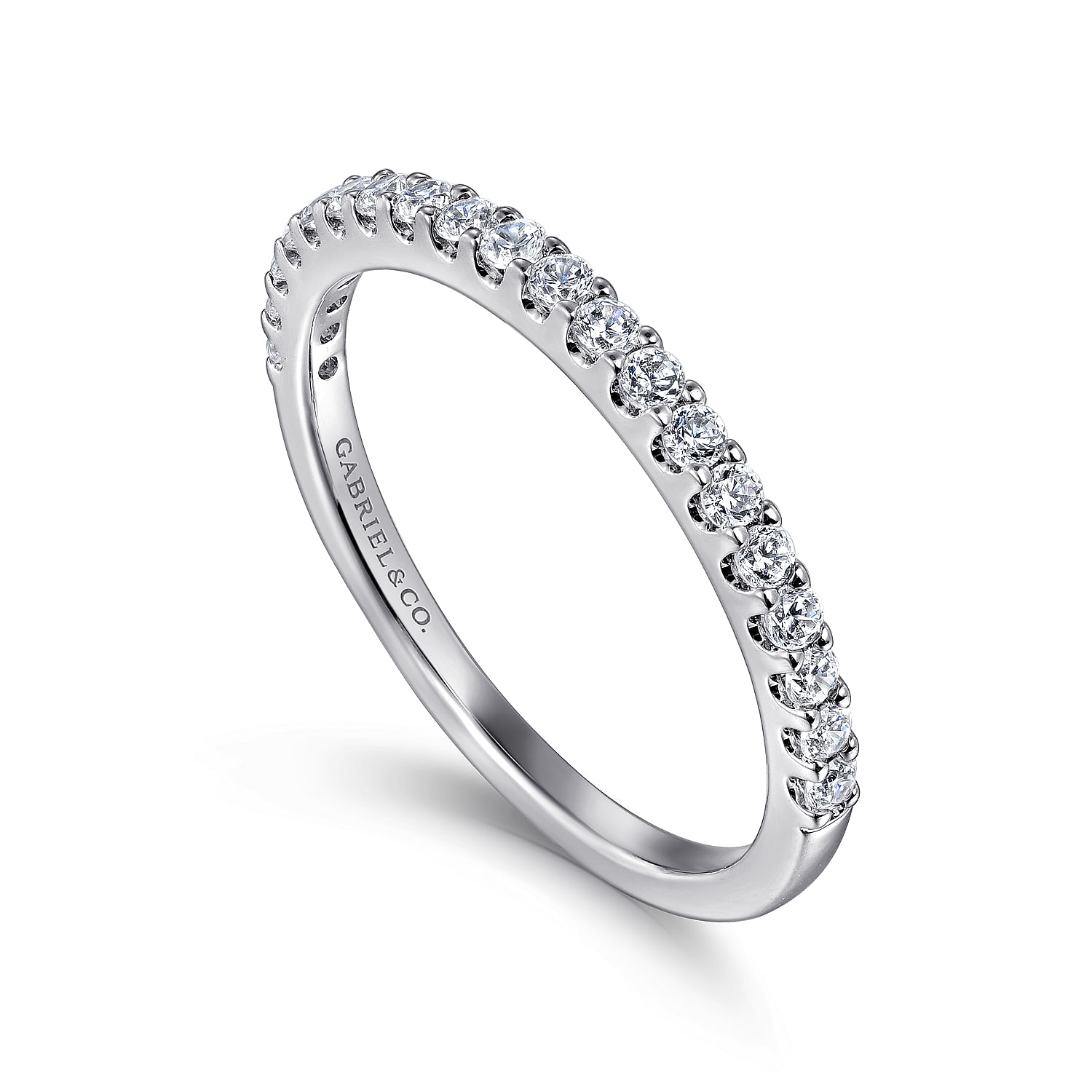 14k White Gold Diamond Straight Wedding Band angle 3 14k White Gold Diamond Straight Wedding Band angle 3