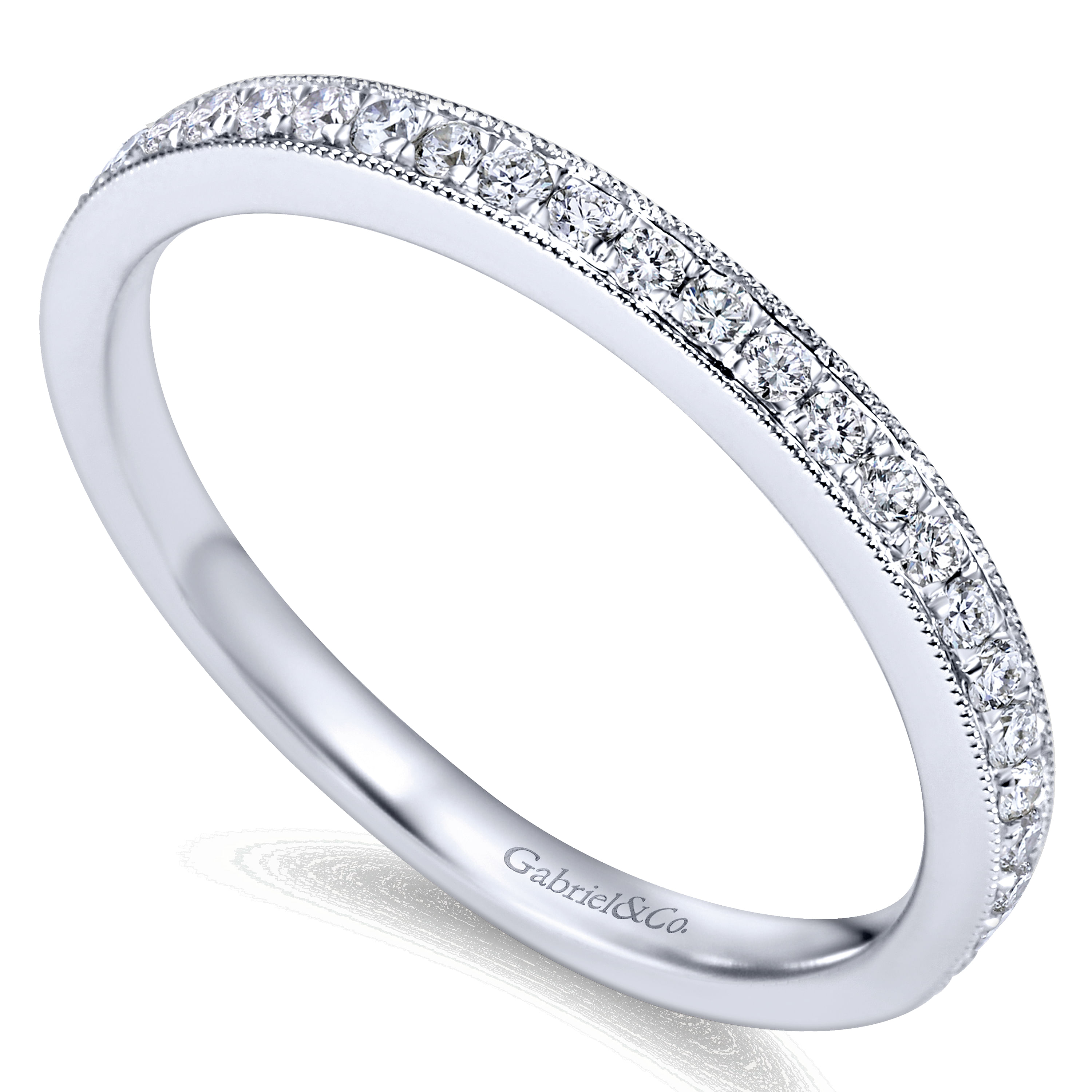 14k White Gold Diamond Straight Wedding Band angle 3 14k White Gold Diamond Straight Wedding Band angle 3
