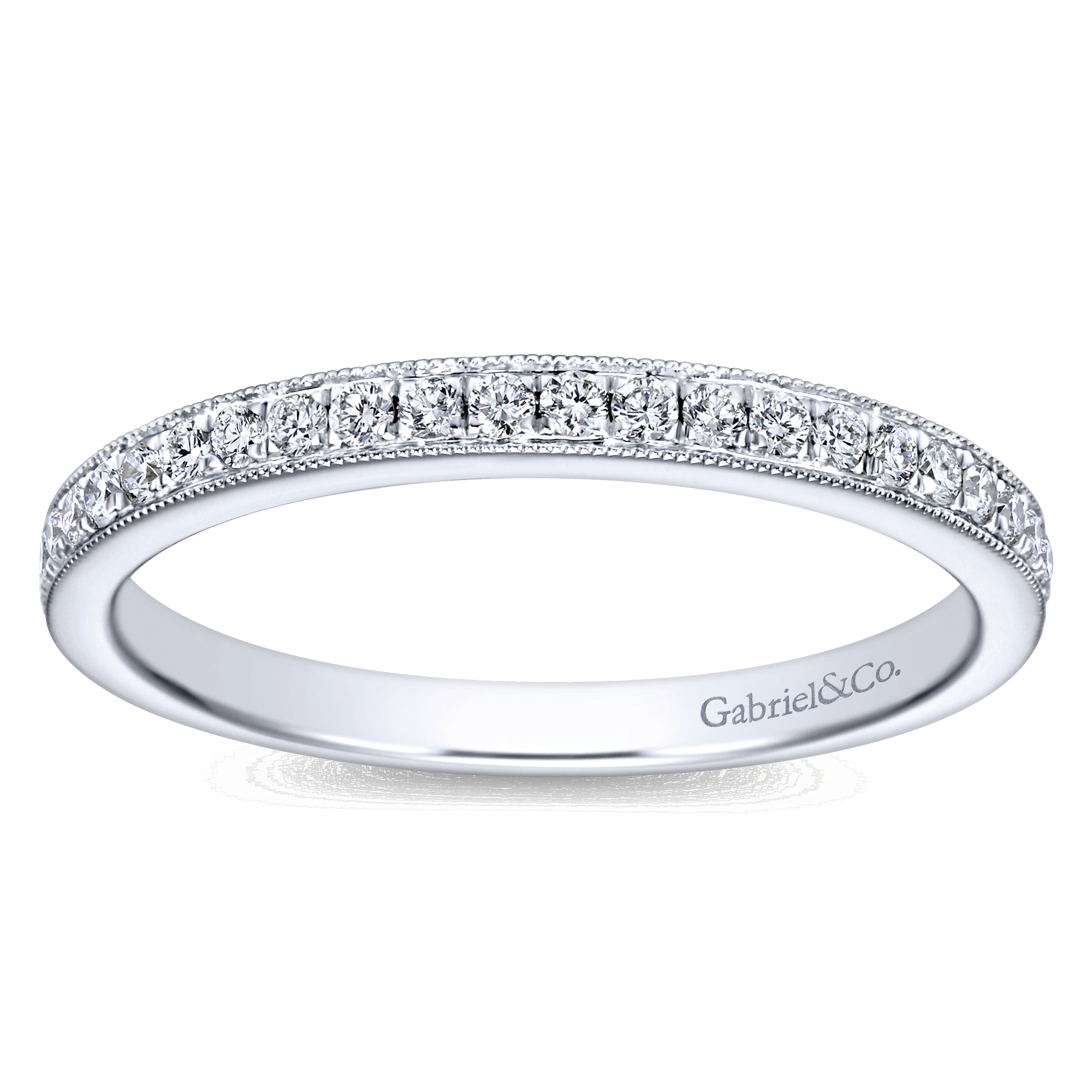 14k White Gold Diamond Straight Wedding Band angle 5 14k White Gold Diamond Straight Wedding Band angle 5