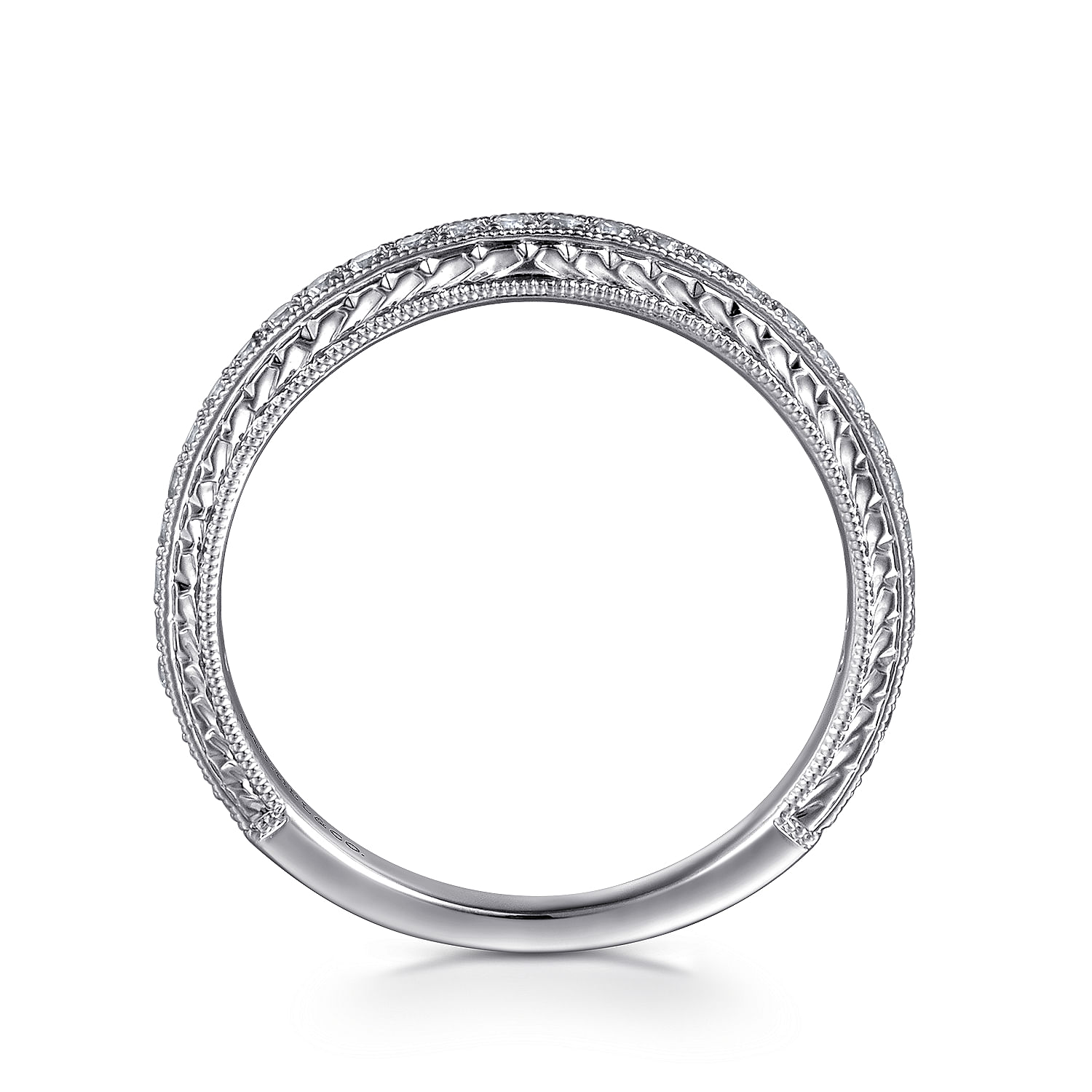 14k White Gold Diamond Straight Wedding Band angle 2 14k White Gold Diamond Straight Wedding Band angle 2