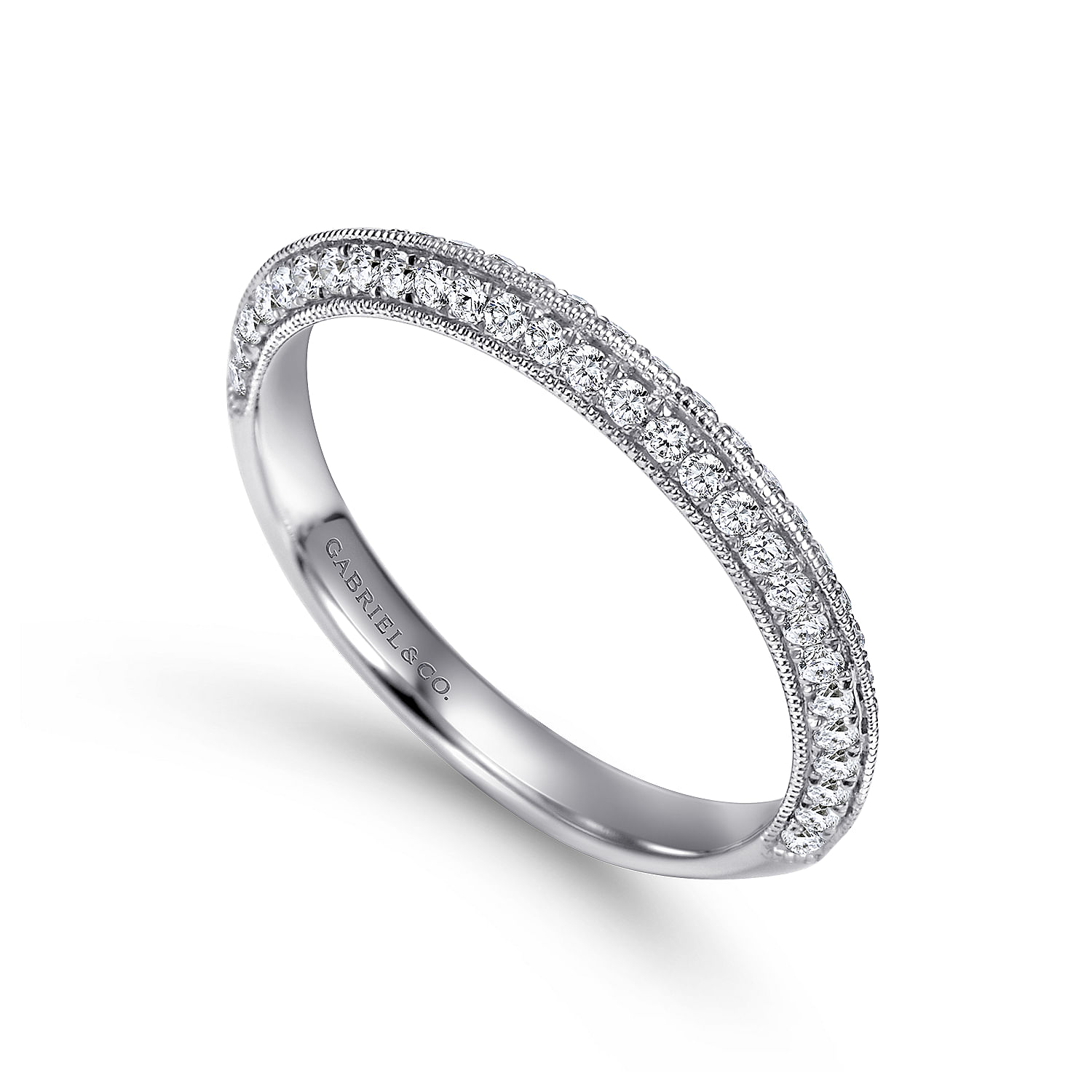 14k White Gold Diamond Straight Wedding Band angle 3 14k White Gold Diamond Straight Wedding Band angle 3
