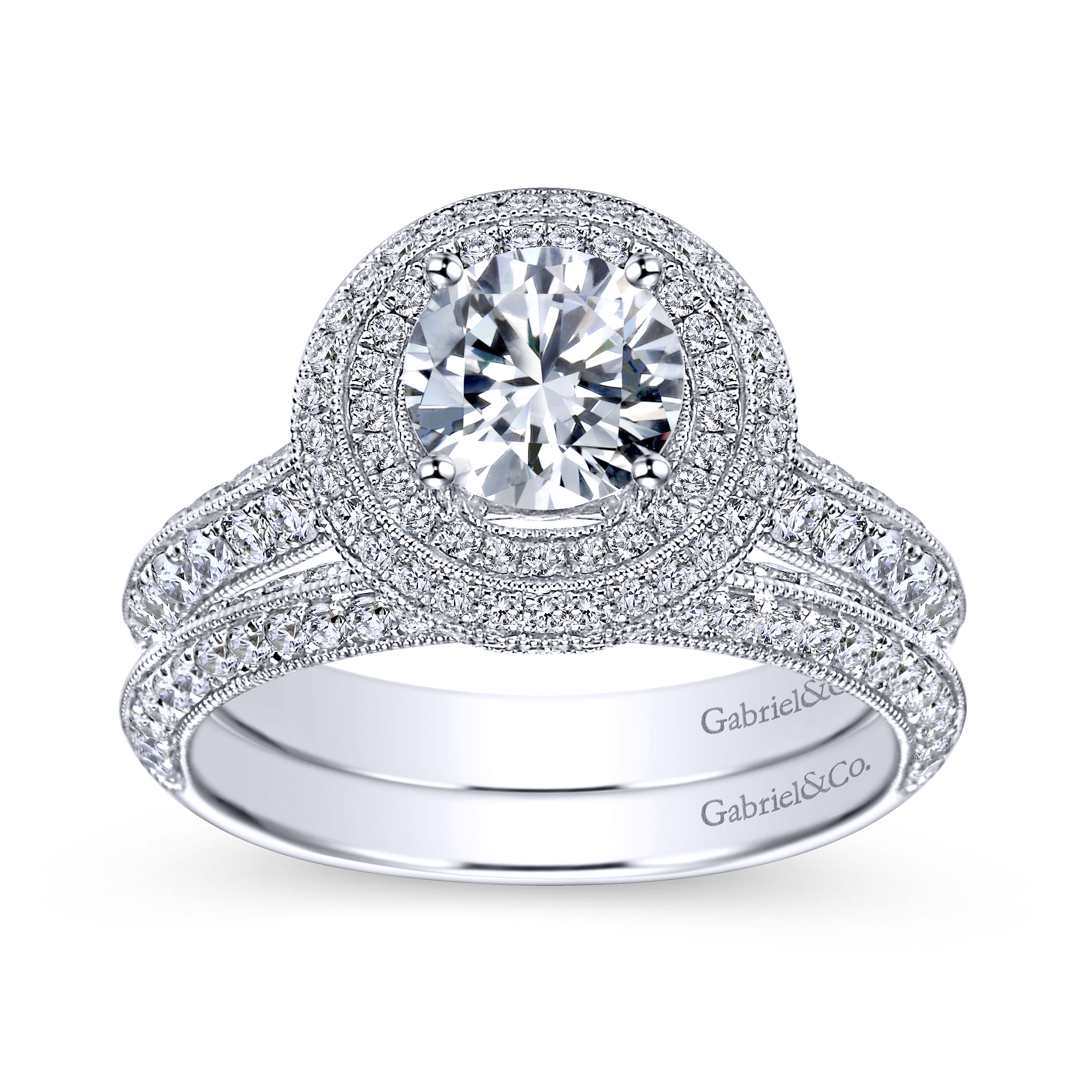 14k White Gold Diamond Straight Wedding Band angle 4 14k White Gold Diamond Straight Wedding Band angle 4
