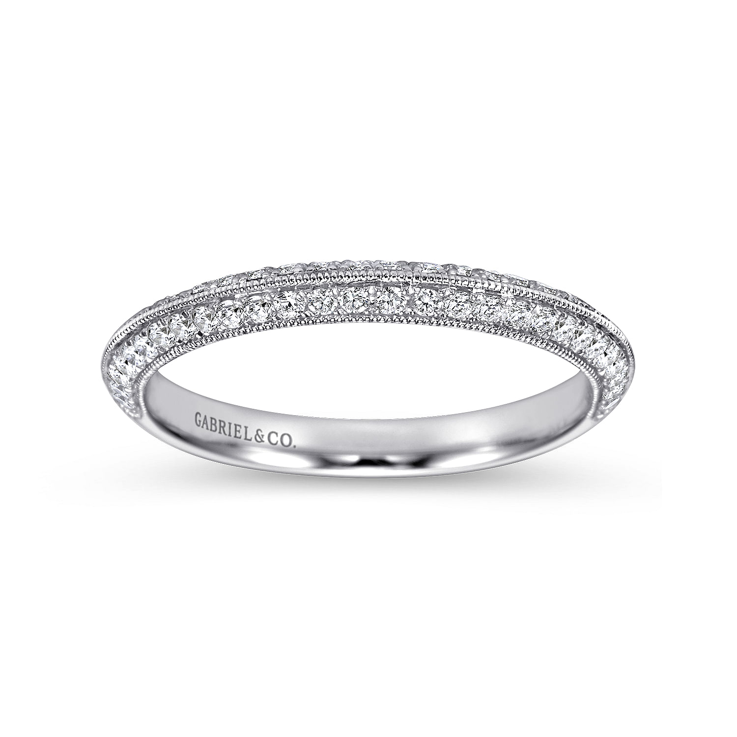 14k White Gold Diamond Straight Wedding Band angle 5 14k White Gold Diamond Straight Wedding Band angle 5
