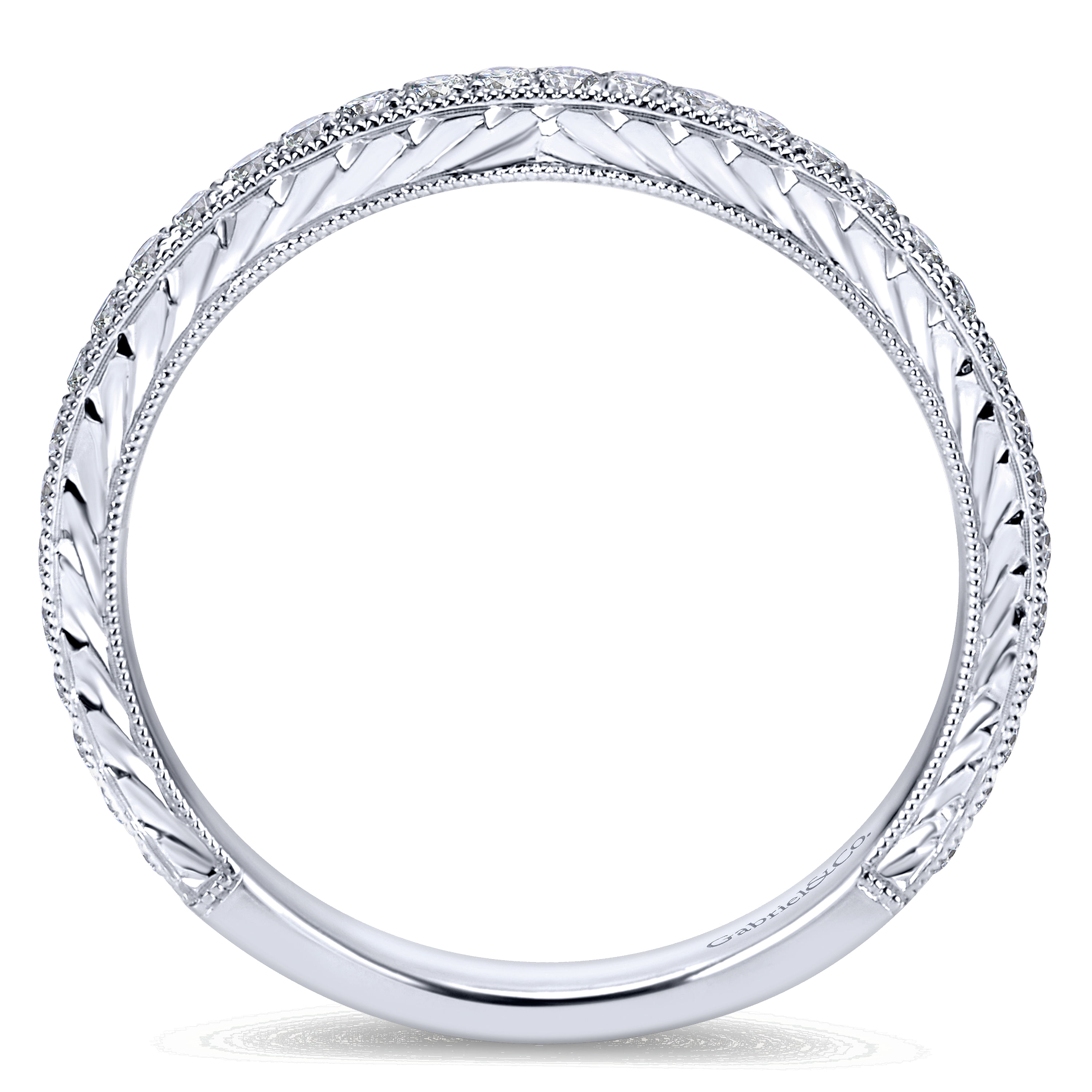 14k White Gold Diamond Straight Wedding Band angle 2 14k White Gold Diamond Straight Wedding Band angle 2
