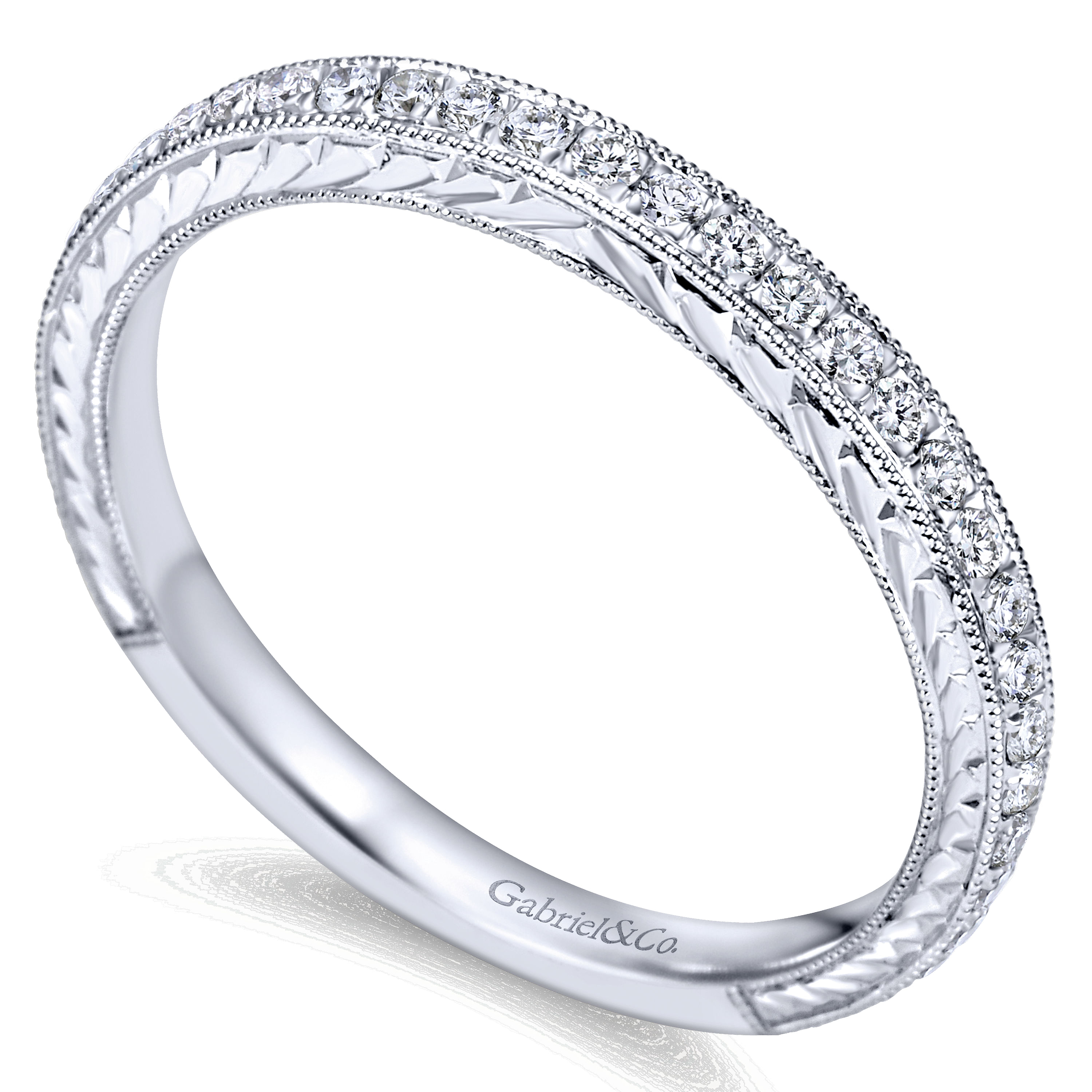 14k White Gold Diamond Straight Wedding Band angle 3 14k White Gold Diamond Straight Wedding Band angle 3