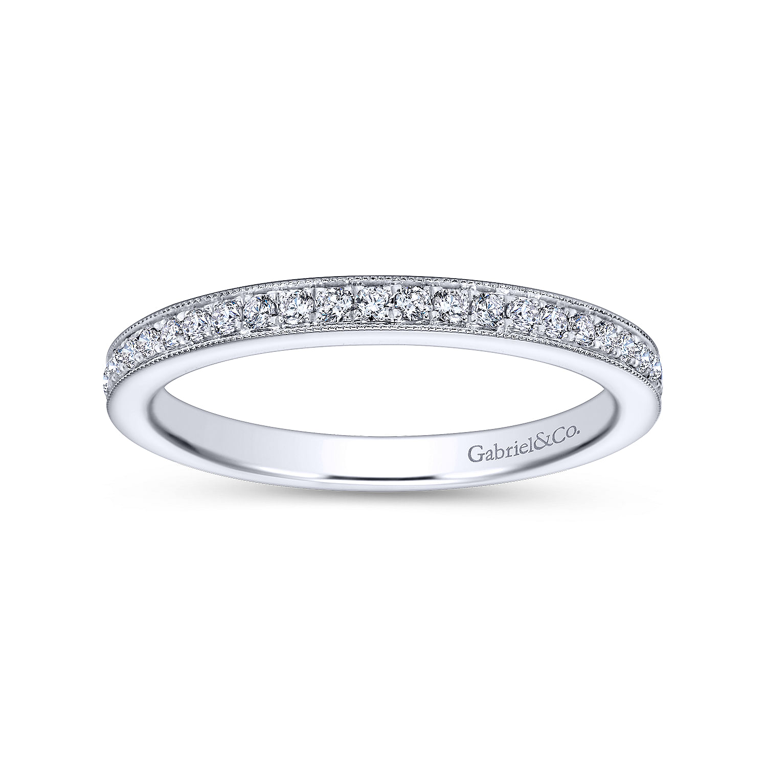 14k White Gold Diamond Straight Wedding Band angle 5 14k White Gold Diamond Straight Wedding Band angle 5