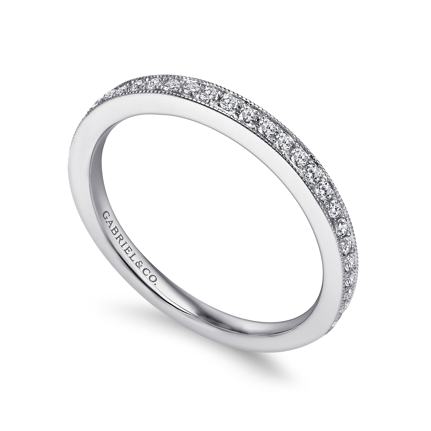 14k White Gold Diamond Straight Wedding Band angle 3 14k White Gold Diamond Straight Wedding Band angle 3