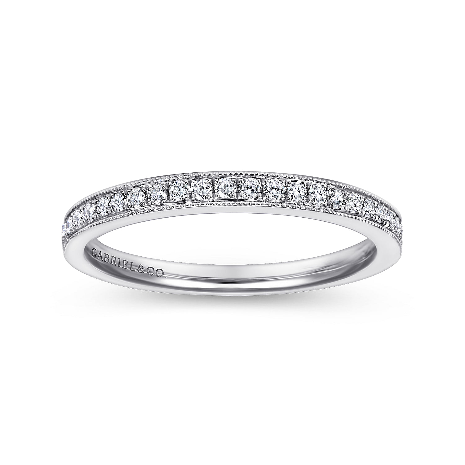 14k White Gold Diamond Straight Wedding Band angle 5 14k White Gold Diamond Straight Wedding Band angle 5