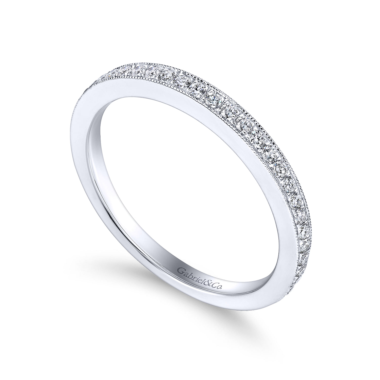 14k White Gold Diamond Straight Wedding Band angle 3 14k White Gold Diamond Straight Wedding Band angle 3