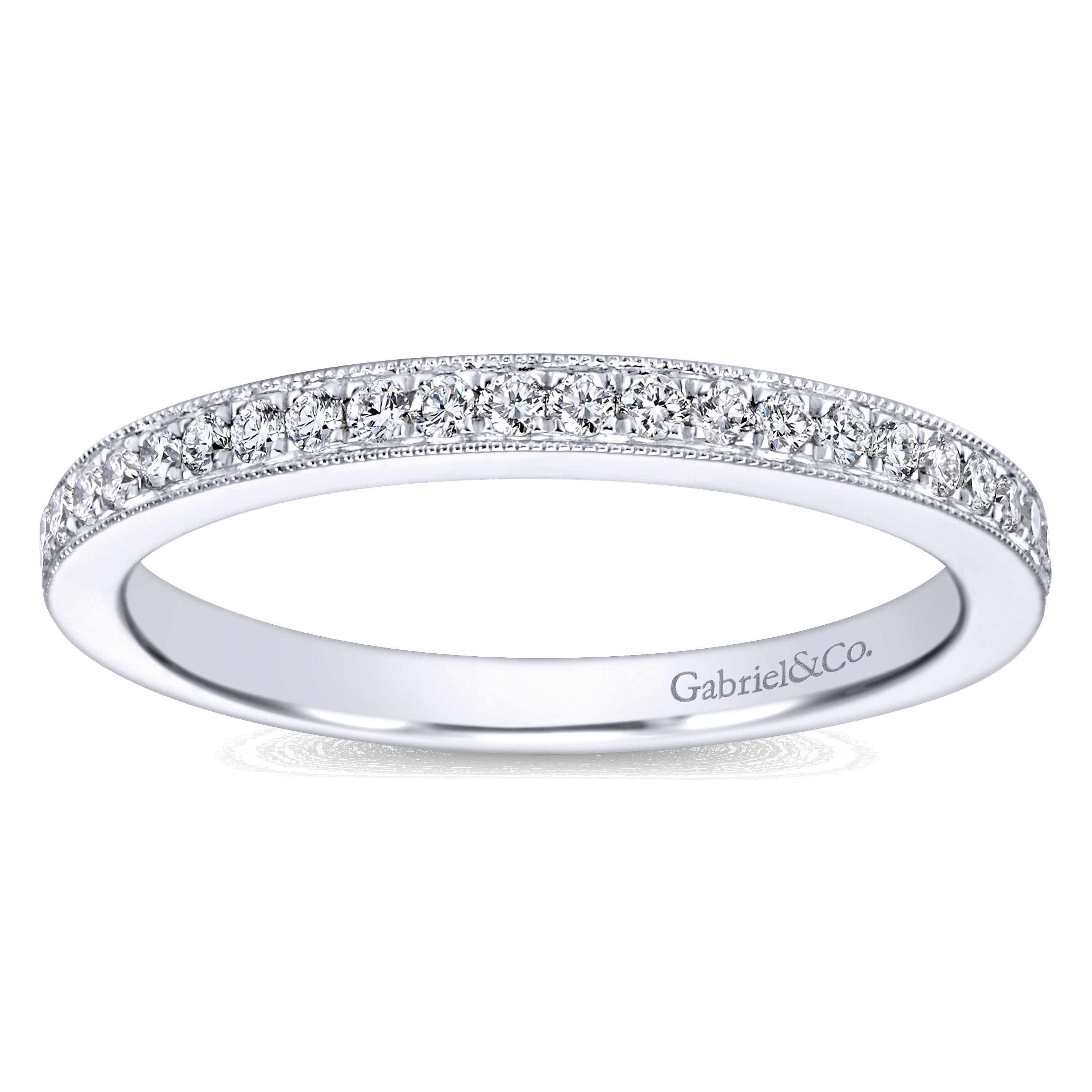 14k White Gold Diamond Straight Wedding Band angle 5 14k White Gold Diamond Straight Wedding Band angle 5