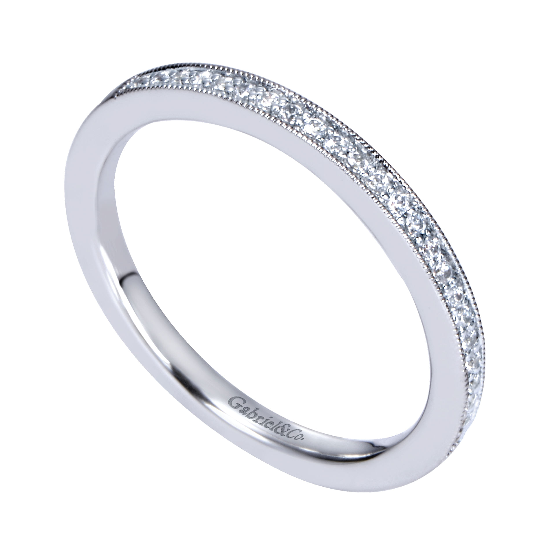 14k White Gold Diamond Straight Wedding Band angle 3 14k White Gold Diamond Straight Wedding Band angle 3
