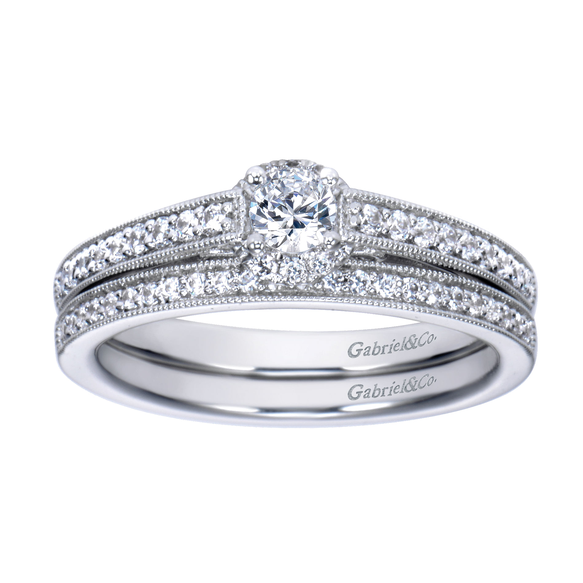 14k White Gold Diamond Straight Wedding Band angle 4 14k White Gold Diamond Straight Wedding Band angle 4