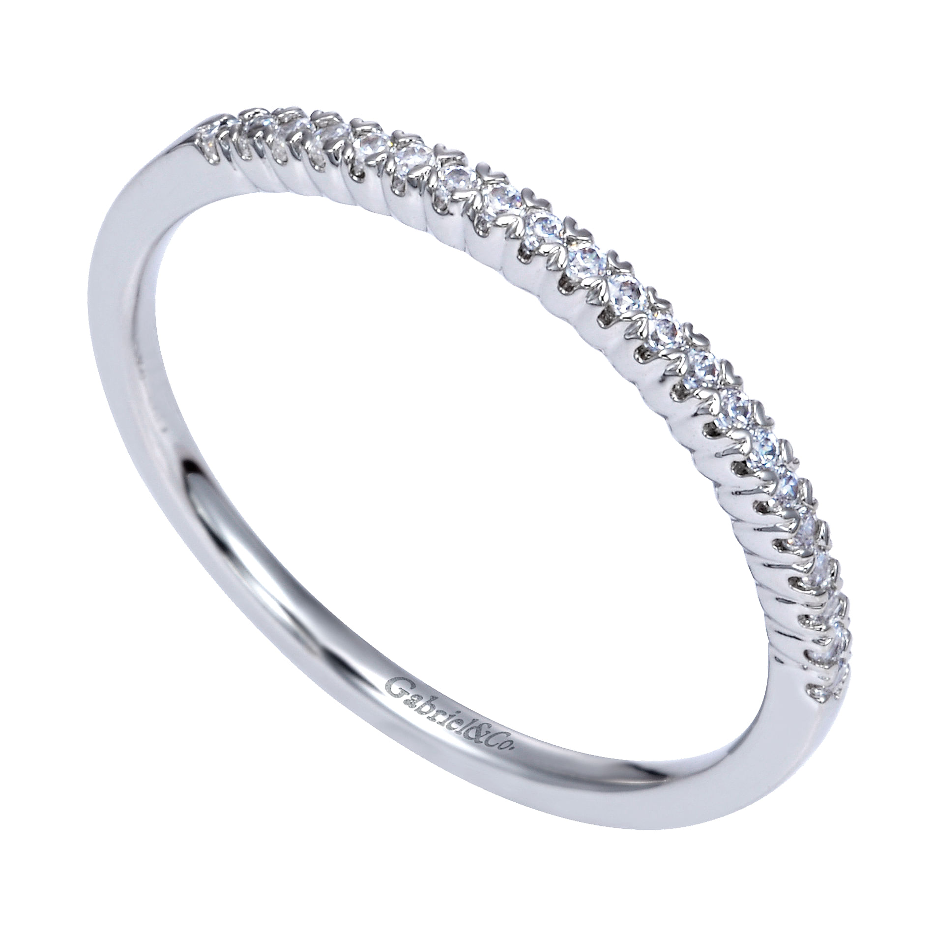 14k White Gold Diamond Straight Wedding Band angle 3 14k White Gold Diamond Straight Wedding Band angle 3