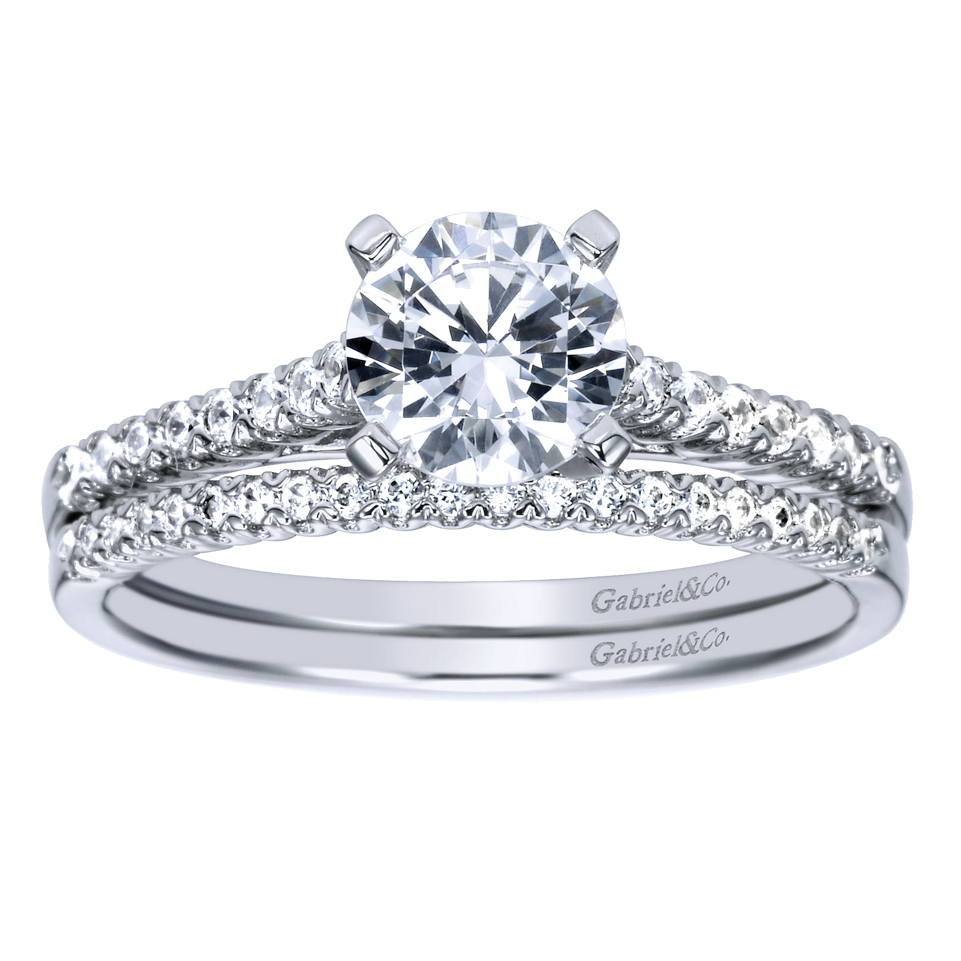 14k White Gold Diamond Straight Wedding Band angle 4 14k White Gold Diamond Straight Wedding Band angle 4