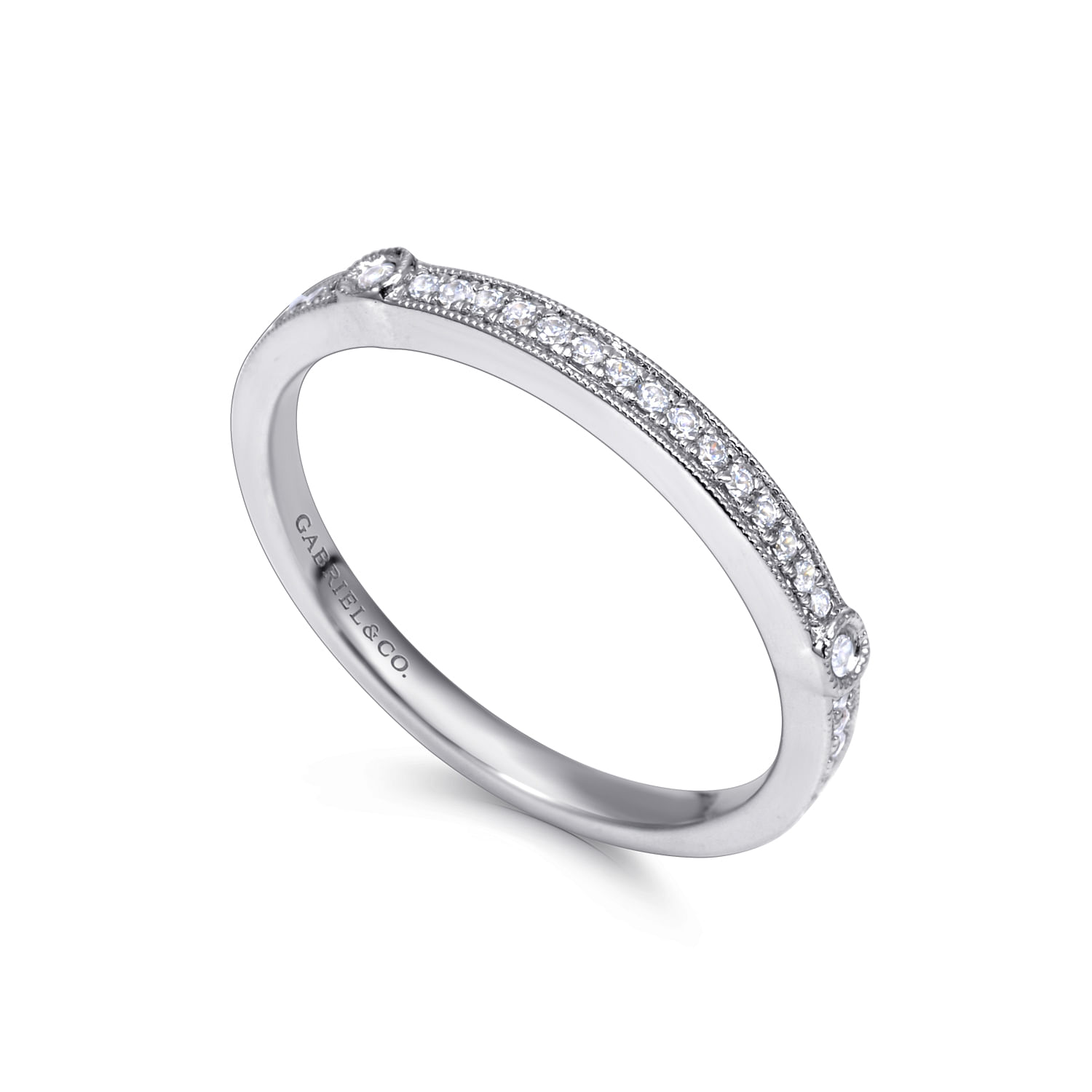 14k White Gold Diamond Straight Wedding Band angle 3 14k White Gold Diamond Straight Wedding Band angle 3