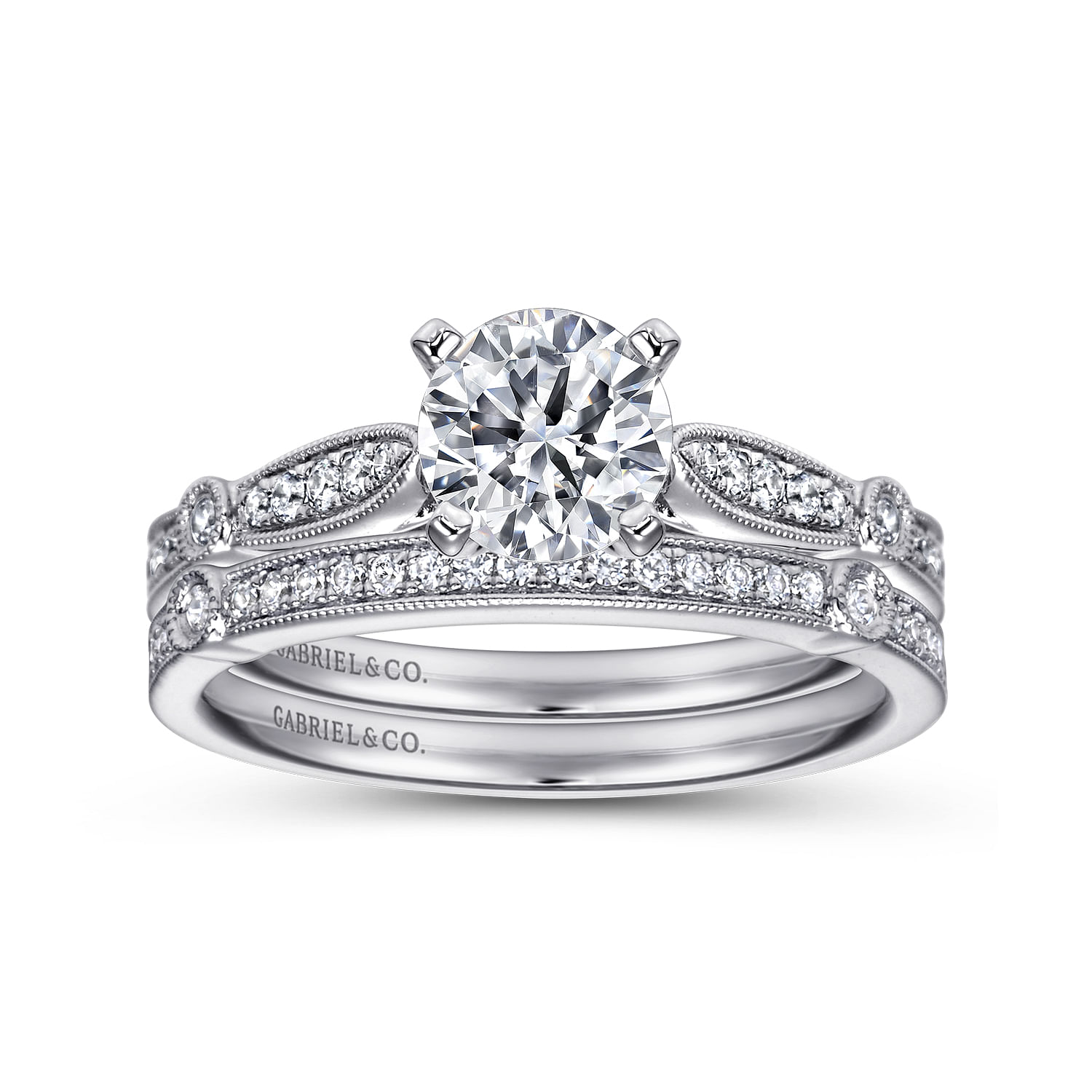 14k White Gold Diamond Straight Wedding Band angle 4 14k White Gold Diamond Straight Wedding Band angle 4