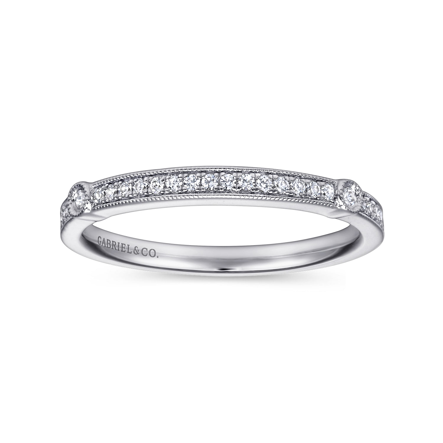 14k White Gold Diamond Straight Wedding Band angle 5 14k White Gold Diamond Straight Wedding Band angle 5