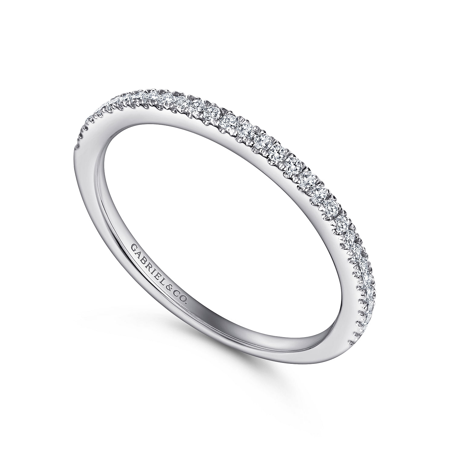 14k White Gold Diamond Straight Wedding Band angle 3 14k White Gold Diamond Straight Wedding Band angle 3