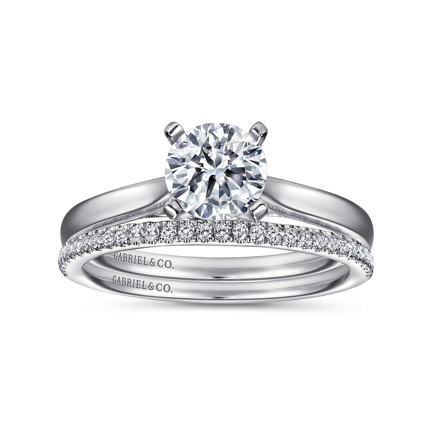 14k White Gold Diamond Straight Wedding Band angle 4 14k White Gold Diamond Straight Wedding Band angle 4