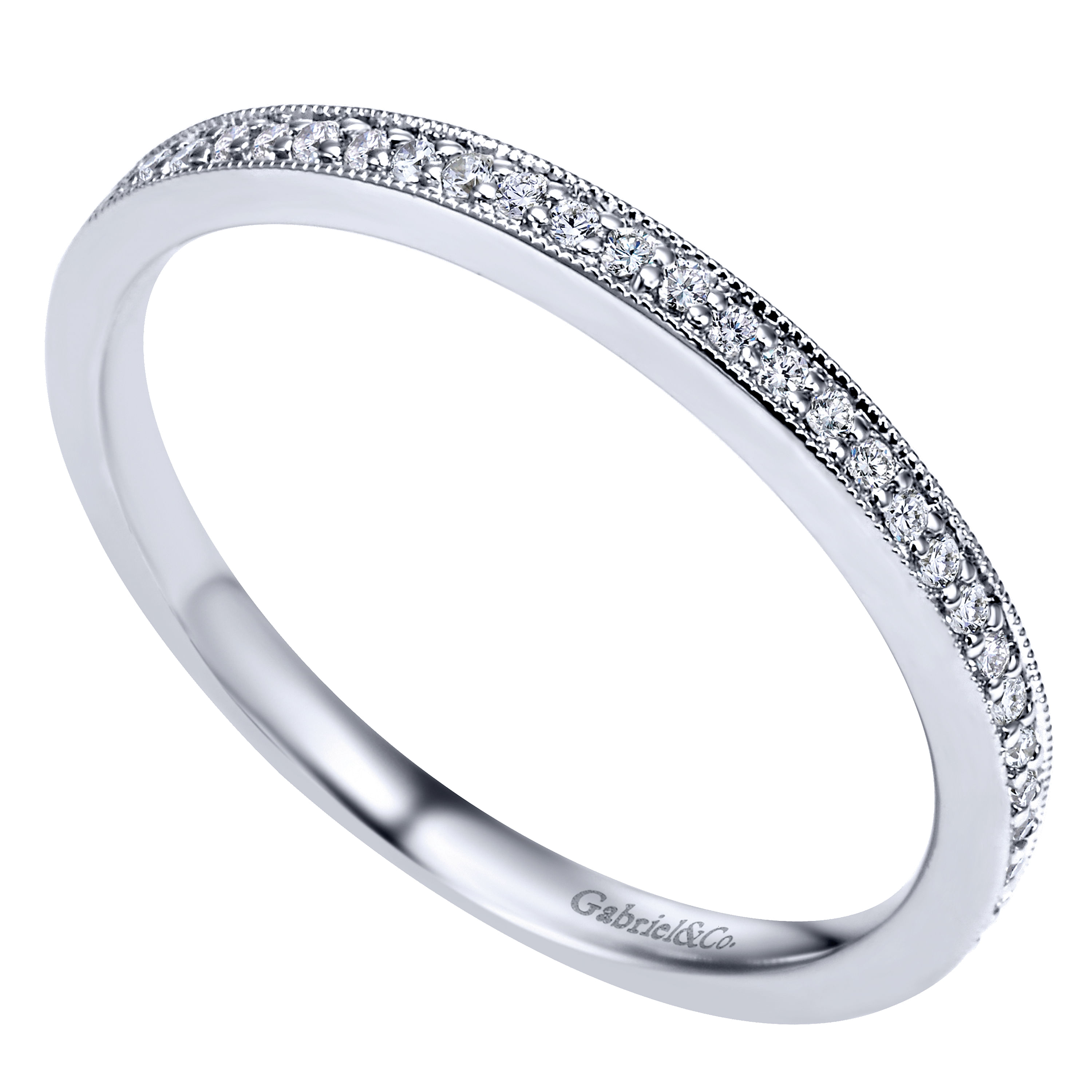 14k White Gold Diamond Straight Wedding Band angle 3 14k White Gold Diamond Straight Wedding Band angle 3
