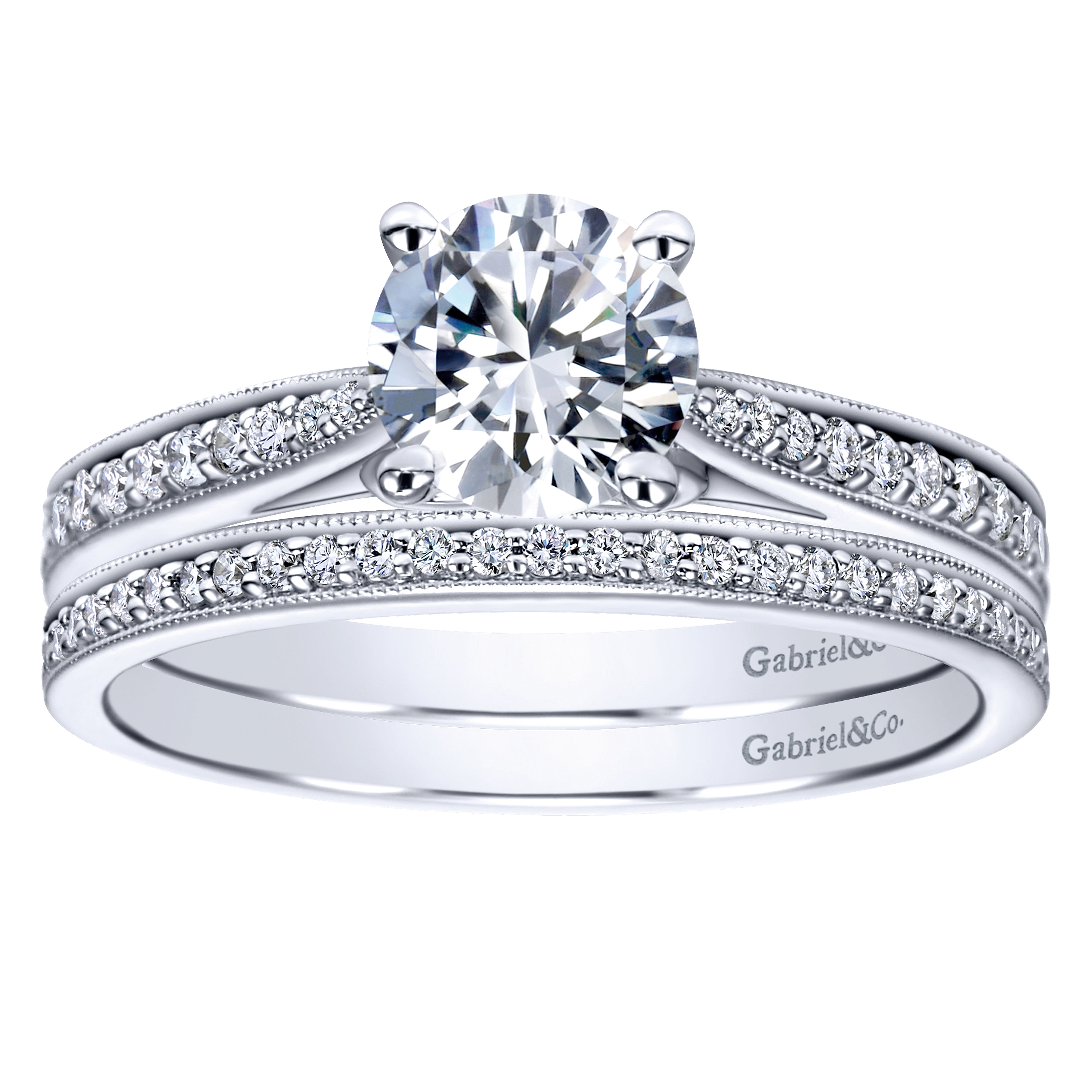 14k White Gold Diamond Straight Wedding Band angle 4 14k White Gold Diamond Straight Wedding Band angle 4
