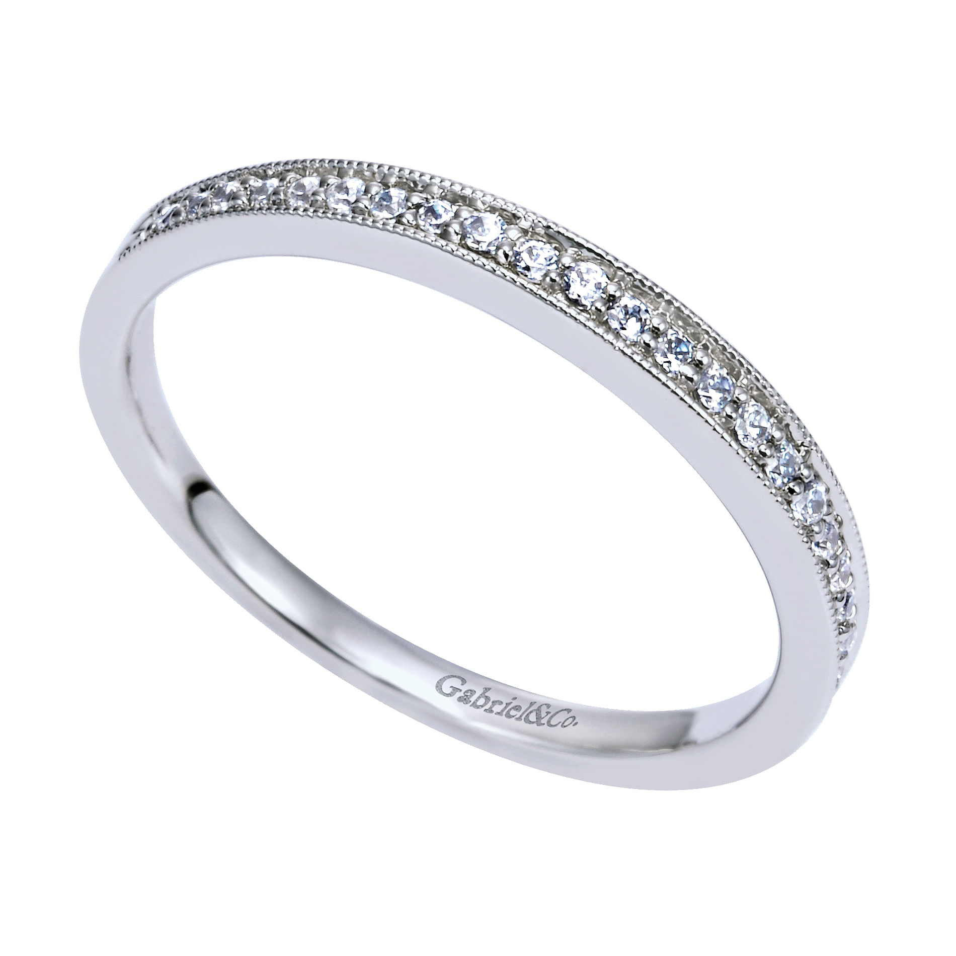 14k White Gold Diamond Straight Wedding Band angle 3 14k White Gold Diamond Straight Wedding Band angle 3