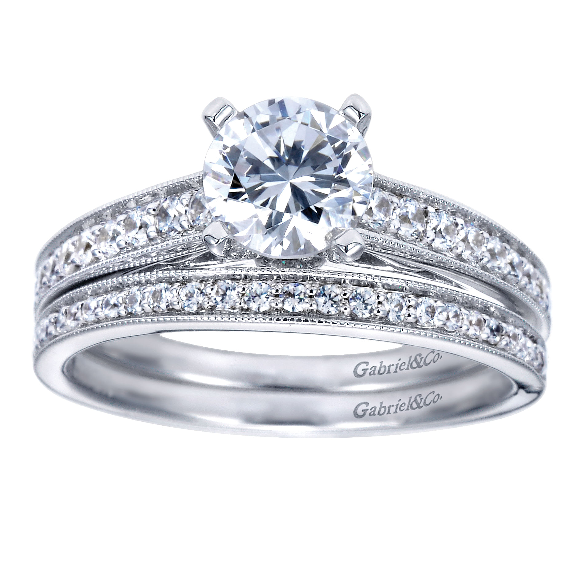 14k White Gold Diamond Straight Wedding Band angle 4 14k White Gold Diamond Straight Wedding Band angle 4