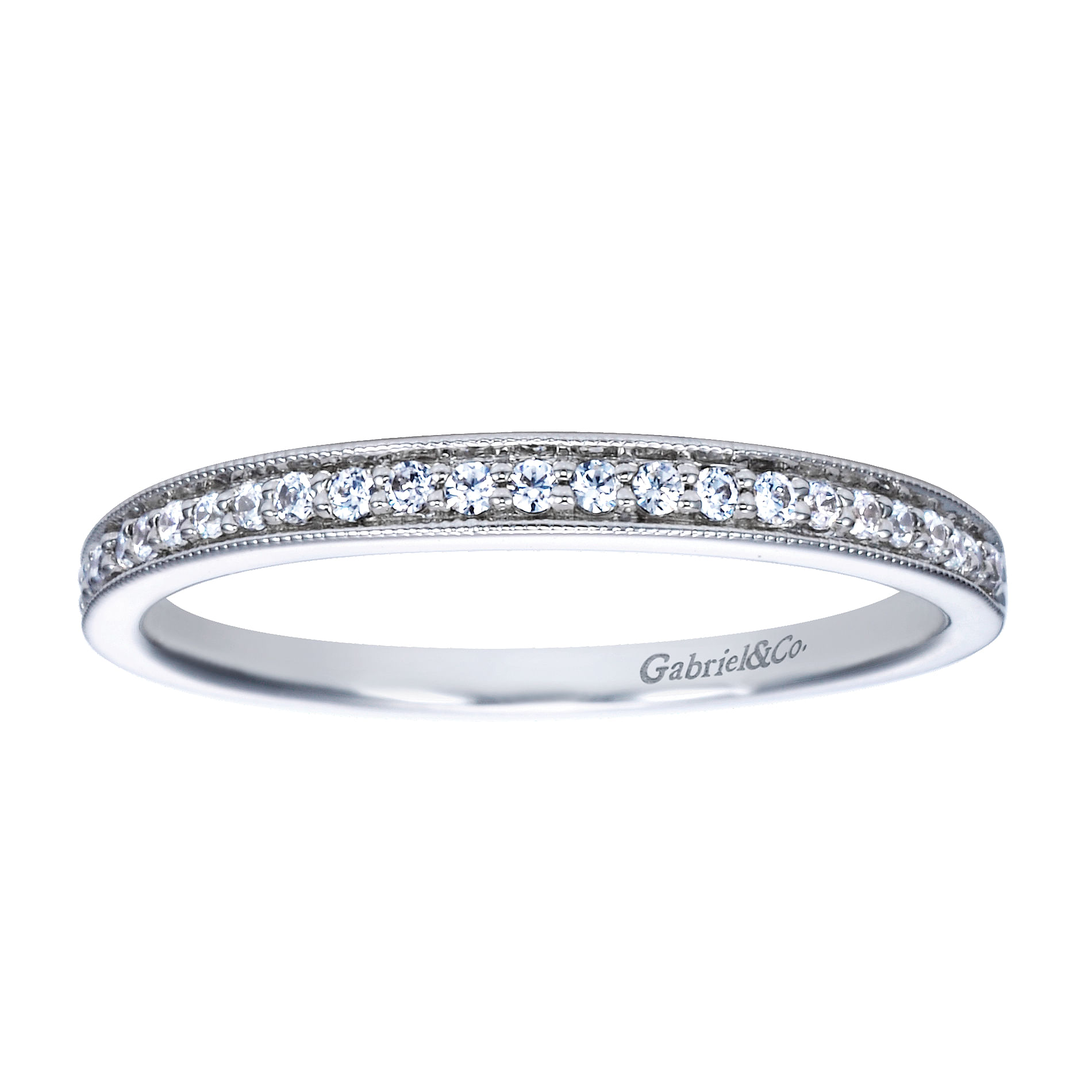 14k White Gold Diamond Straight Wedding Band angle 5 14k White Gold Diamond Straight Wedding Band angle 5