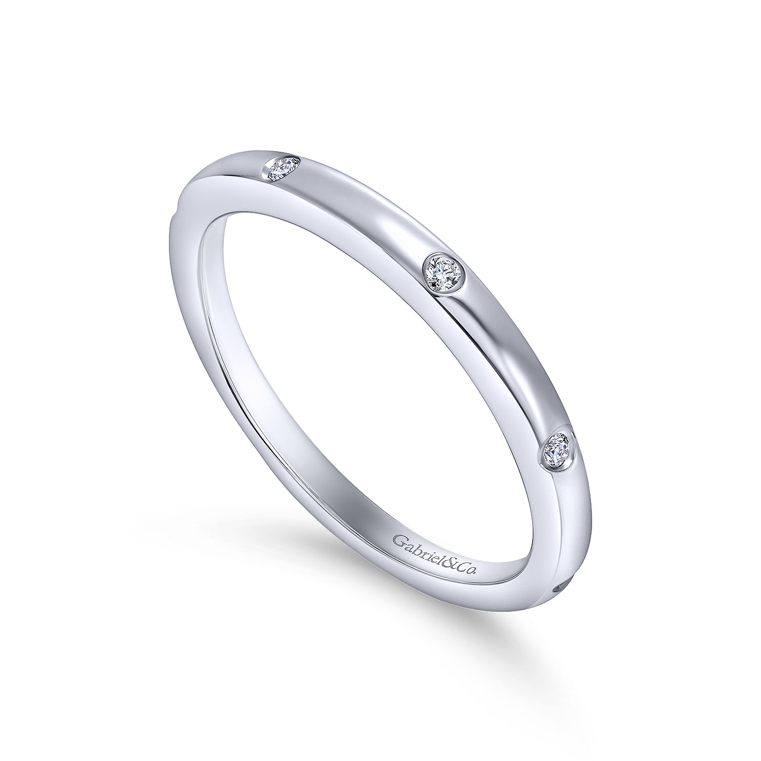 14k White Gold Diamond Straight Wedding Band angle 3 14k White Gold Diamond Straight Wedding Band angle 3