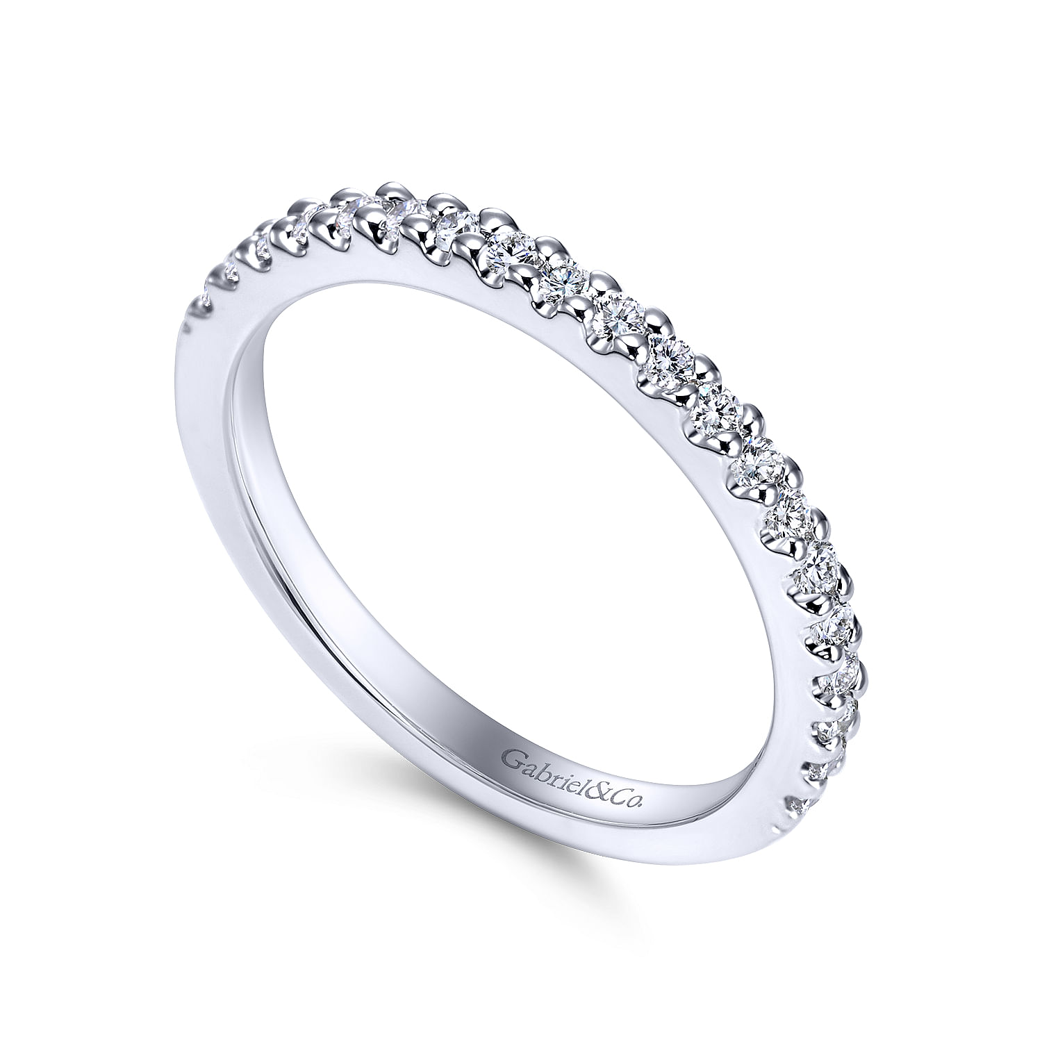 14k White Gold Diamond Straight Wedding Band angle 3 14k White Gold Diamond Straight Wedding Band angle 3