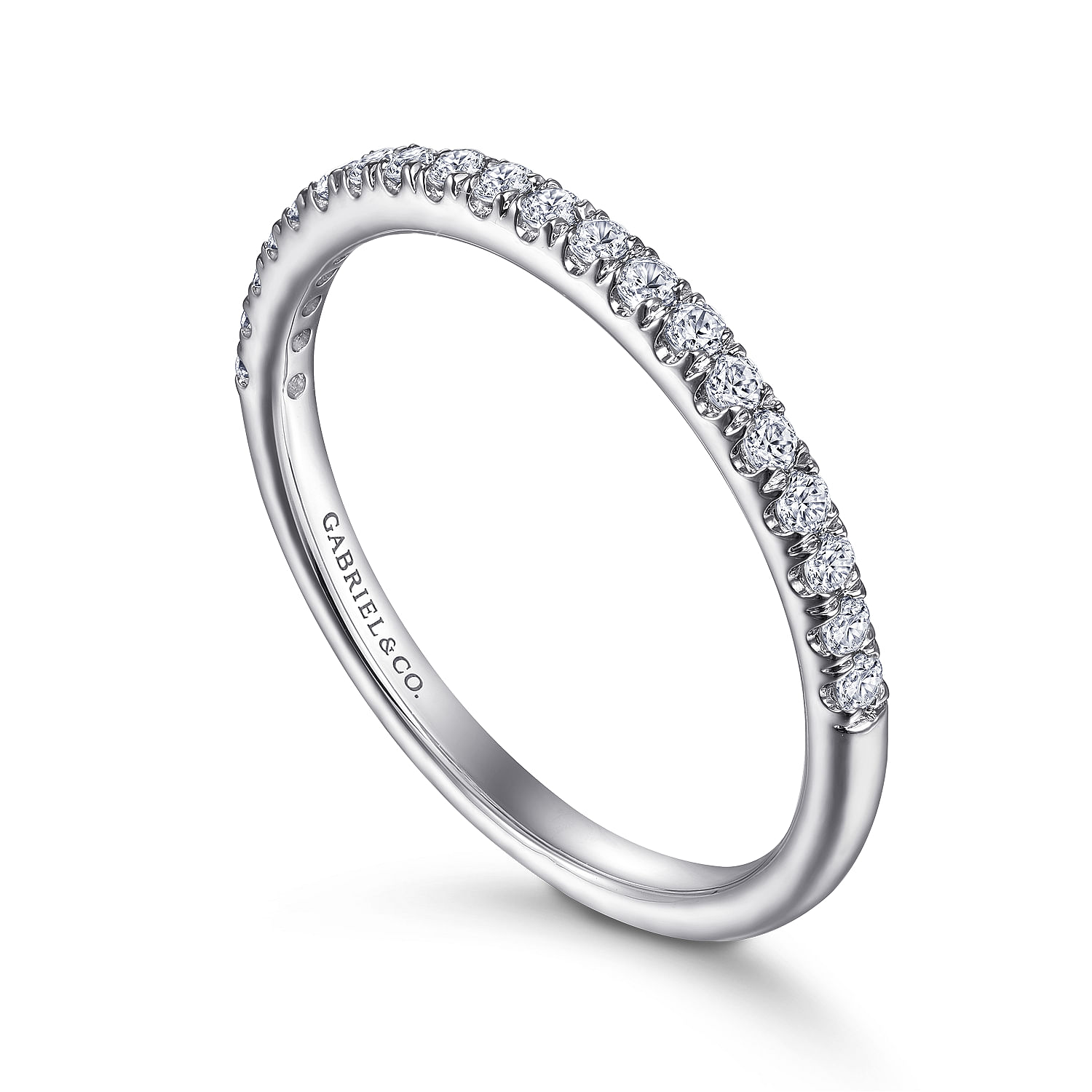 14k White Gold Diamond Straight Wedding Band angle 3 14k White Gold Diamond Straight Wedding Band angle 3