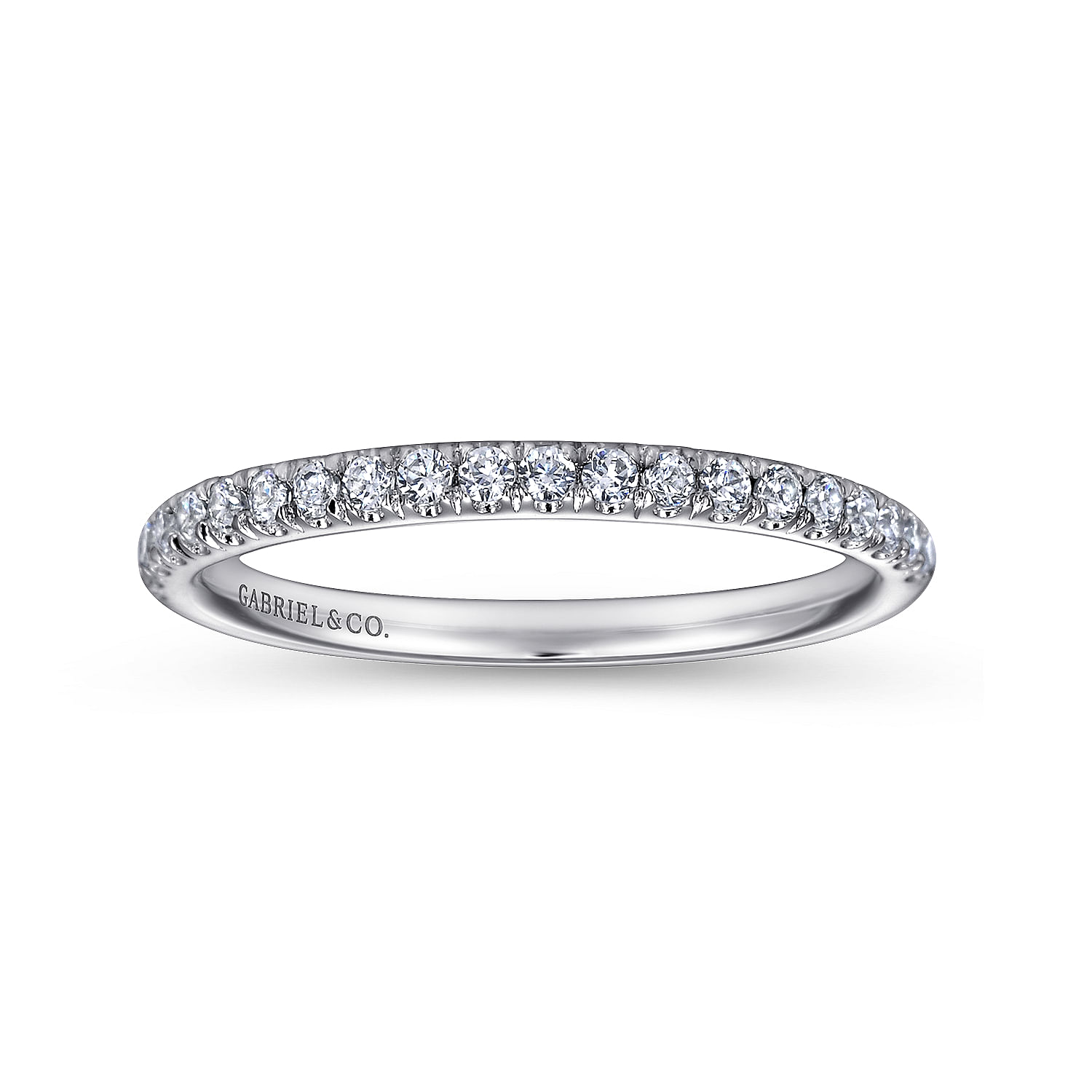 14k White Gold Diamond Straight Wedding Band angle 5 14k White Gold Diamond Straight Wedding Band angle 5