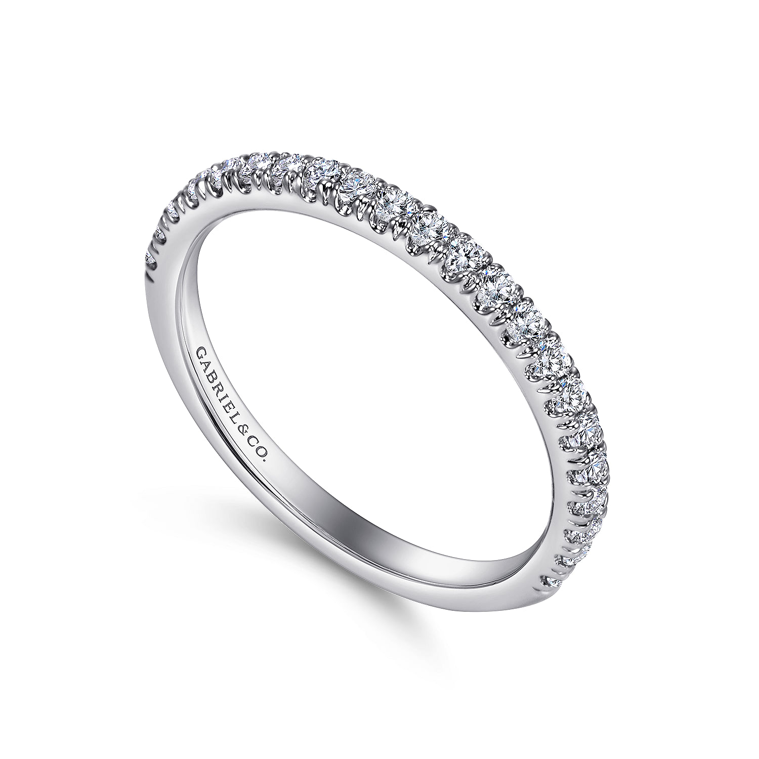 14k White Gold Diamond Straight Wedding Band angle 3 14k White Gold Diamond Straight Wedding Band angle 3
