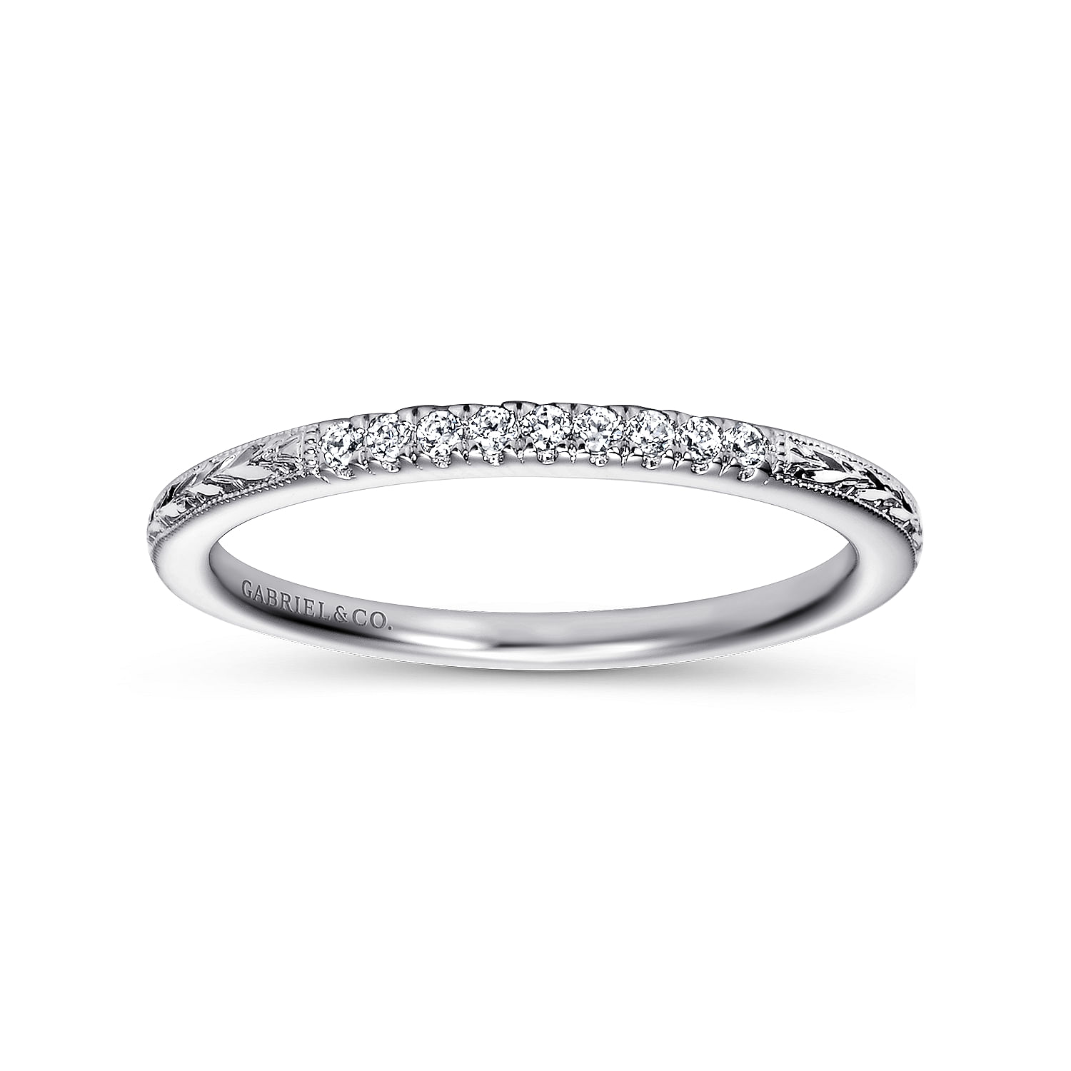 14k White Gold Diamond Straight Wedding Band angle 5 14k White Gold Diamond Straight Wedding Band angle 5