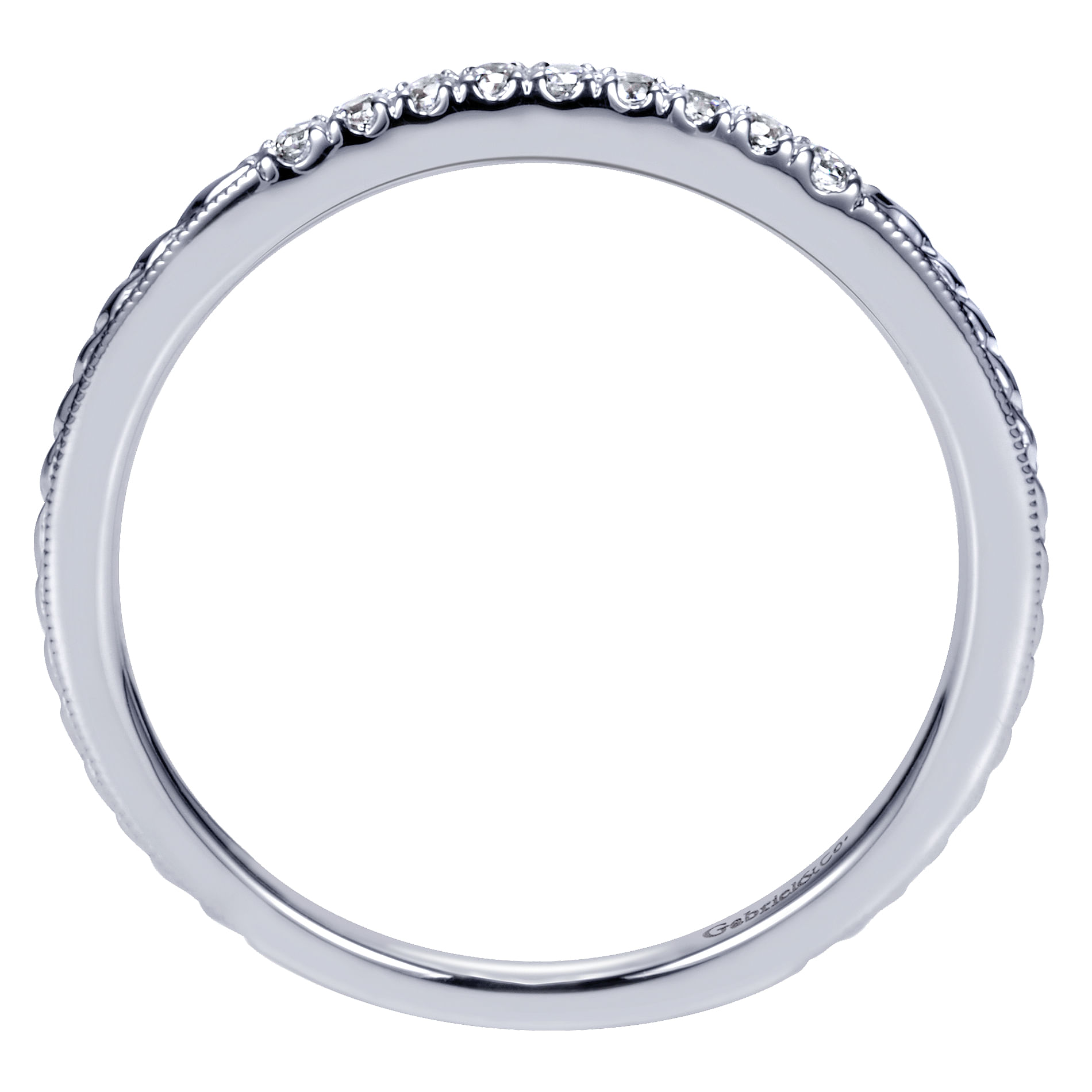 14k White Gold Diamond Straight Wedding Band angle 2 14k White Gold Diamond Straight Wedding Band angle 2