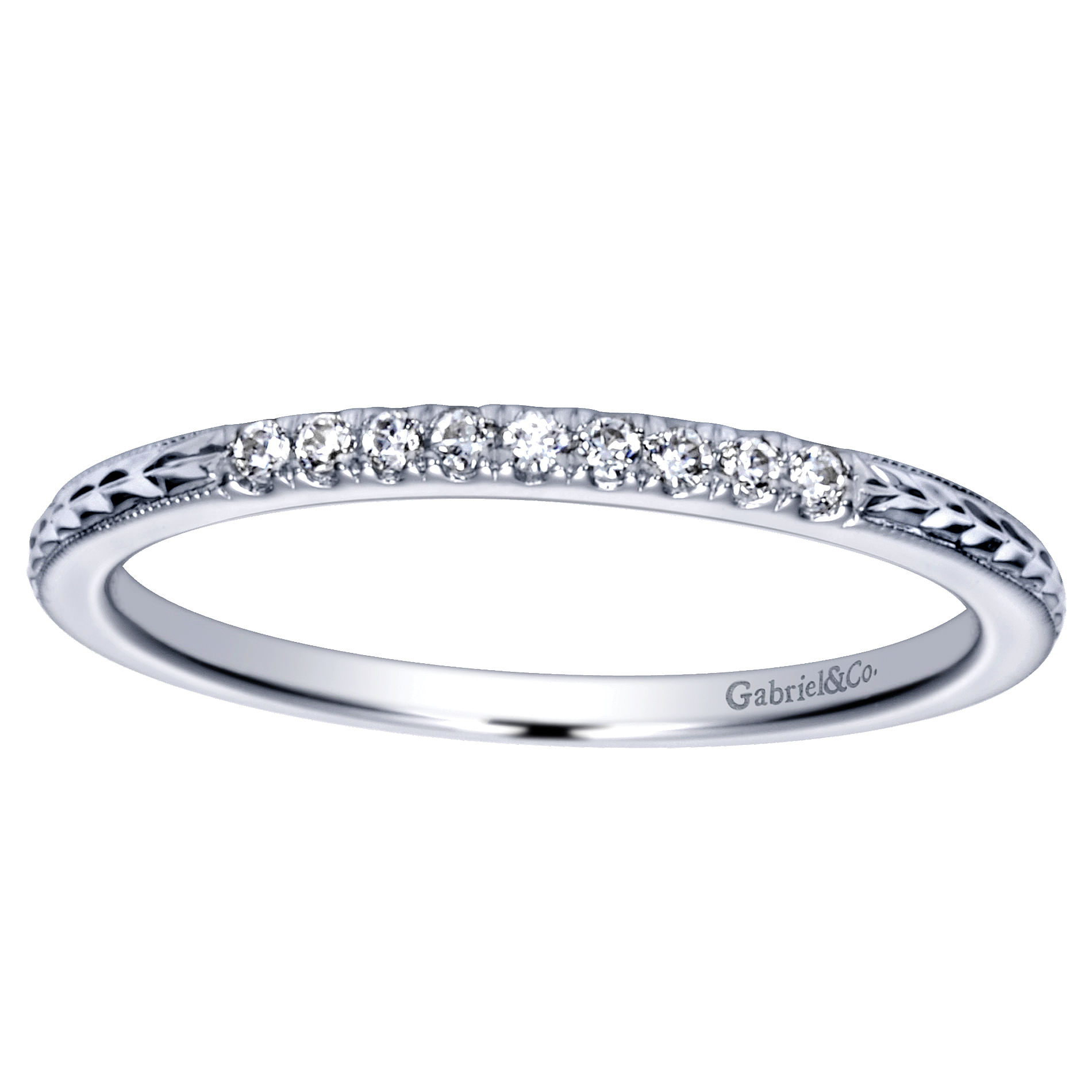 14k White Gold Diamond Straight Wedding Band angle 5 14k White Gold Diamond Straight Wedding Band angle 5