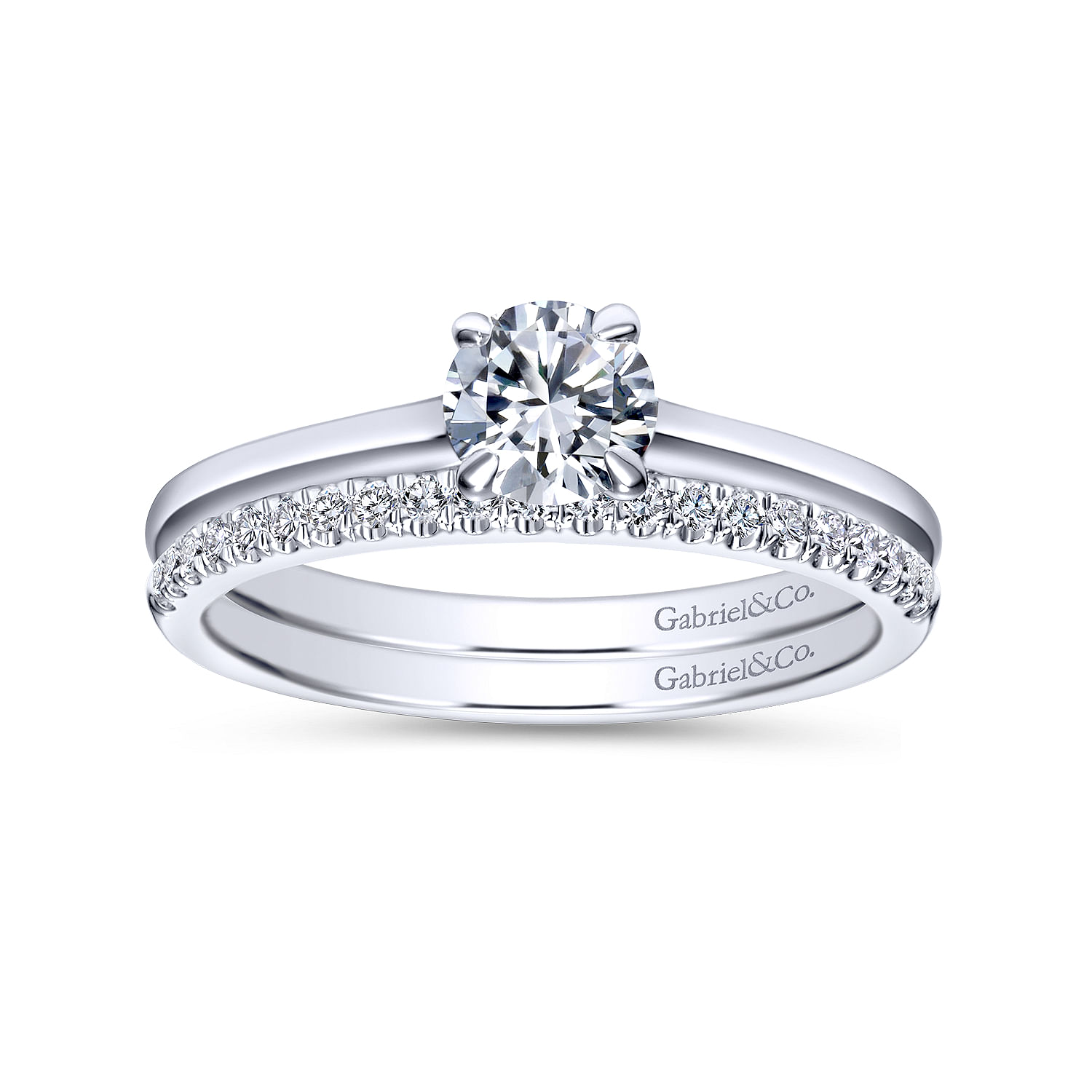 14k White Gold Diamond Straight Wedding Band angle 4 14k White Gold Diamond Straight Wedding Band angle 4