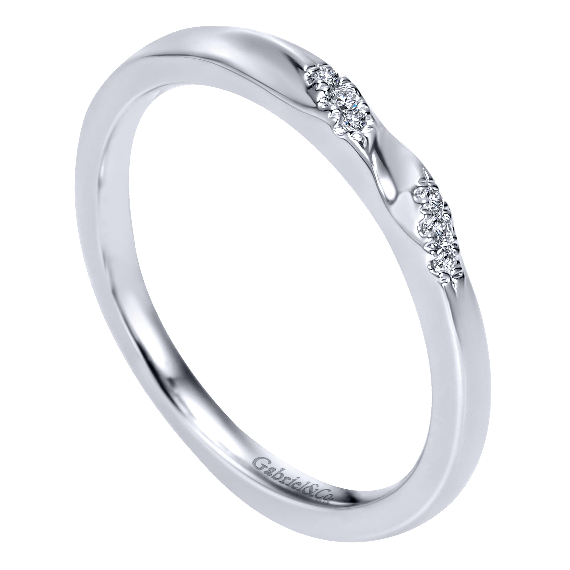 14k White Gold Diamond Straight Wedding Band angle 3 14k White Gold Diamond Straight Wedding Band angle 3