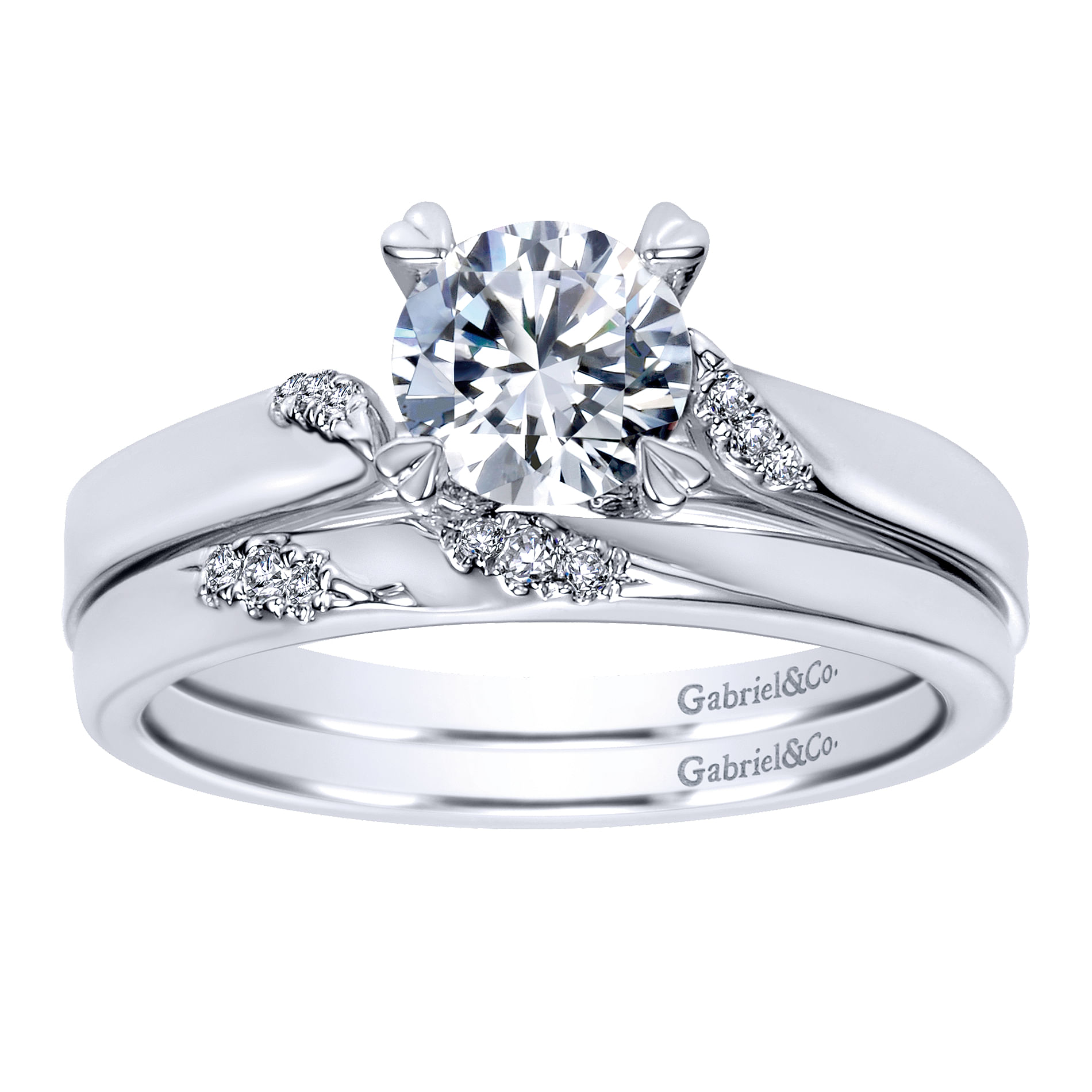 14k White Gold Diamond Straight Wedding Band angle 4 14k White Gold Diamond Straight Wedding Band angle 4