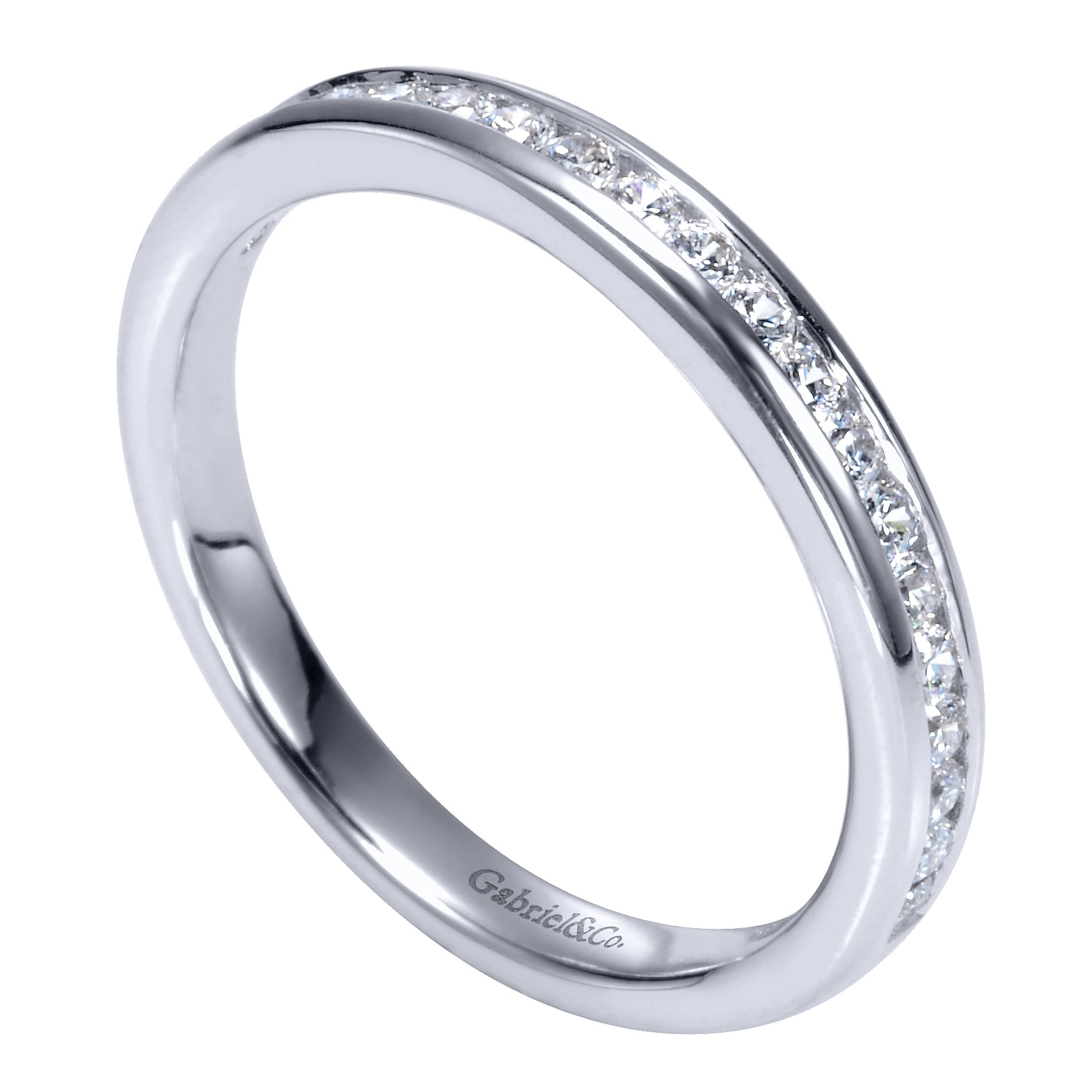 14k White Gold Diamond Straight Wedding Band angle 3 14k White Gold Diamond Straight Wedding Band angle 3