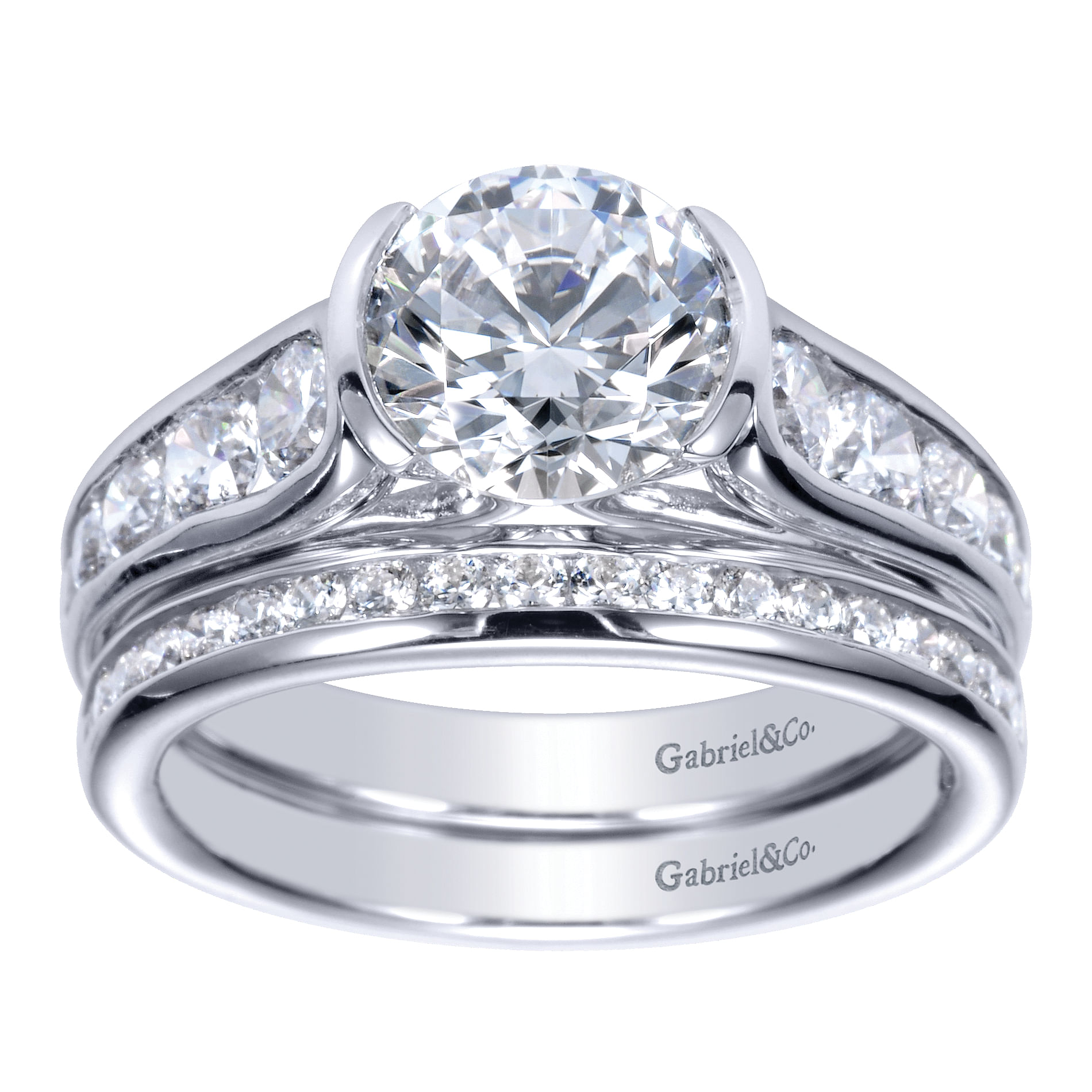 14k White Gold Diamond Straight Wedding Band angle 4 14k White Gold Diamond Straight Wedding Band angle 4
